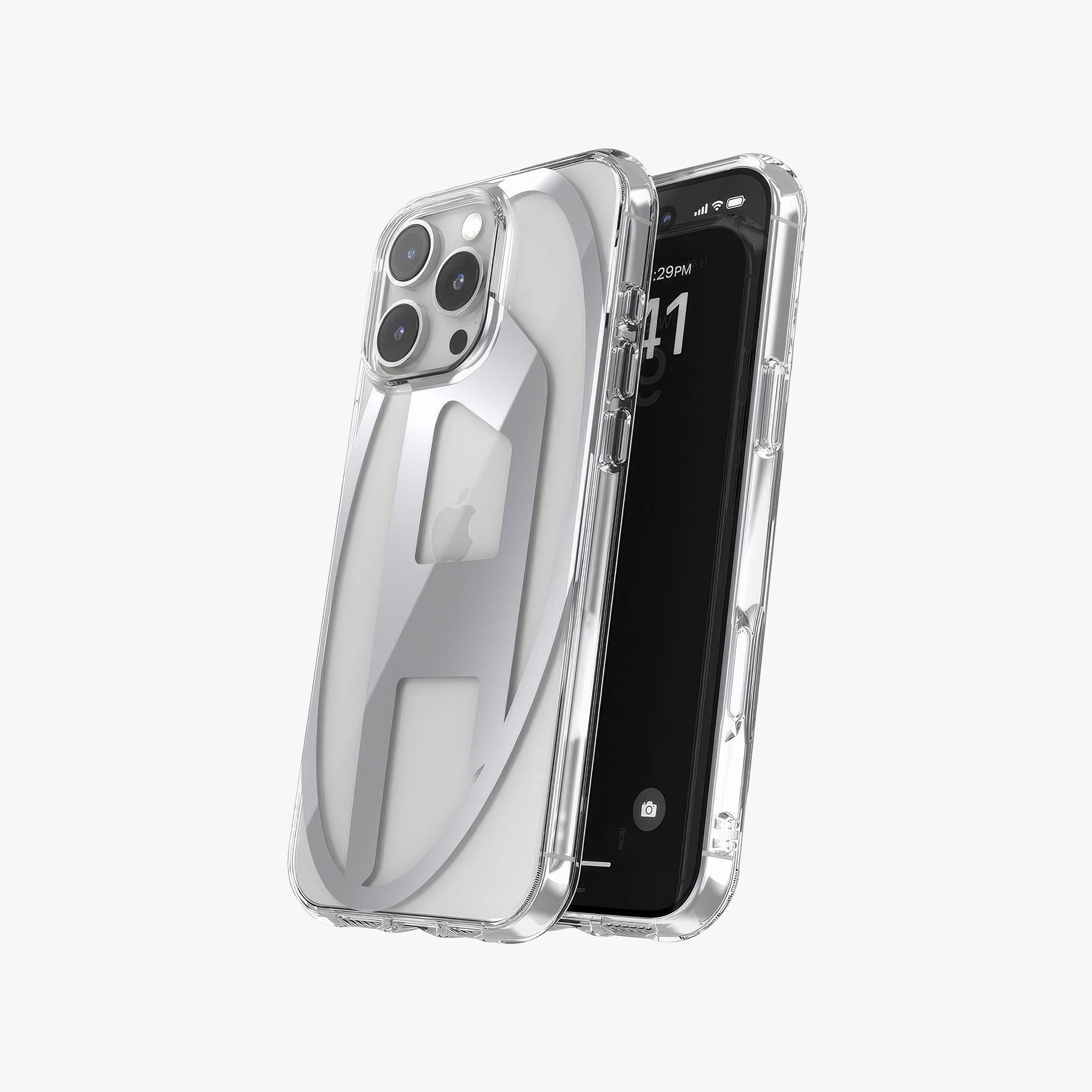 iPhone 16 Pro Max Oval D Mirror Şeffaf Kılıf | Şeffaf/Gümüş