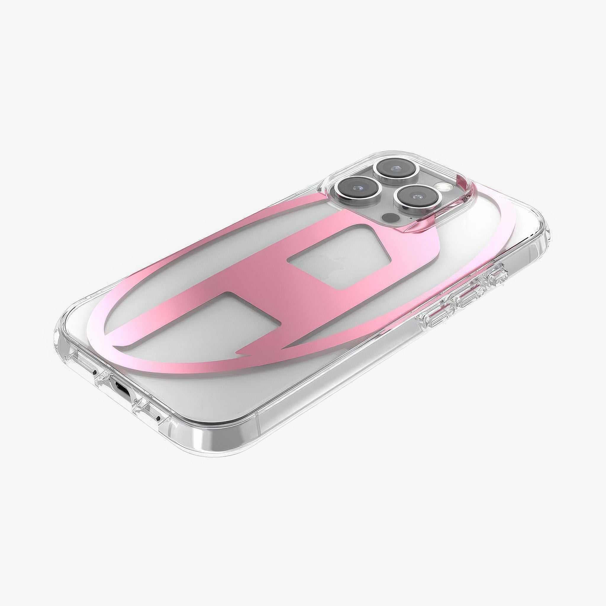 iPhone 16 Pro Oval D Mirror Şeffaf Kılıf | Şeffaf/Pembe