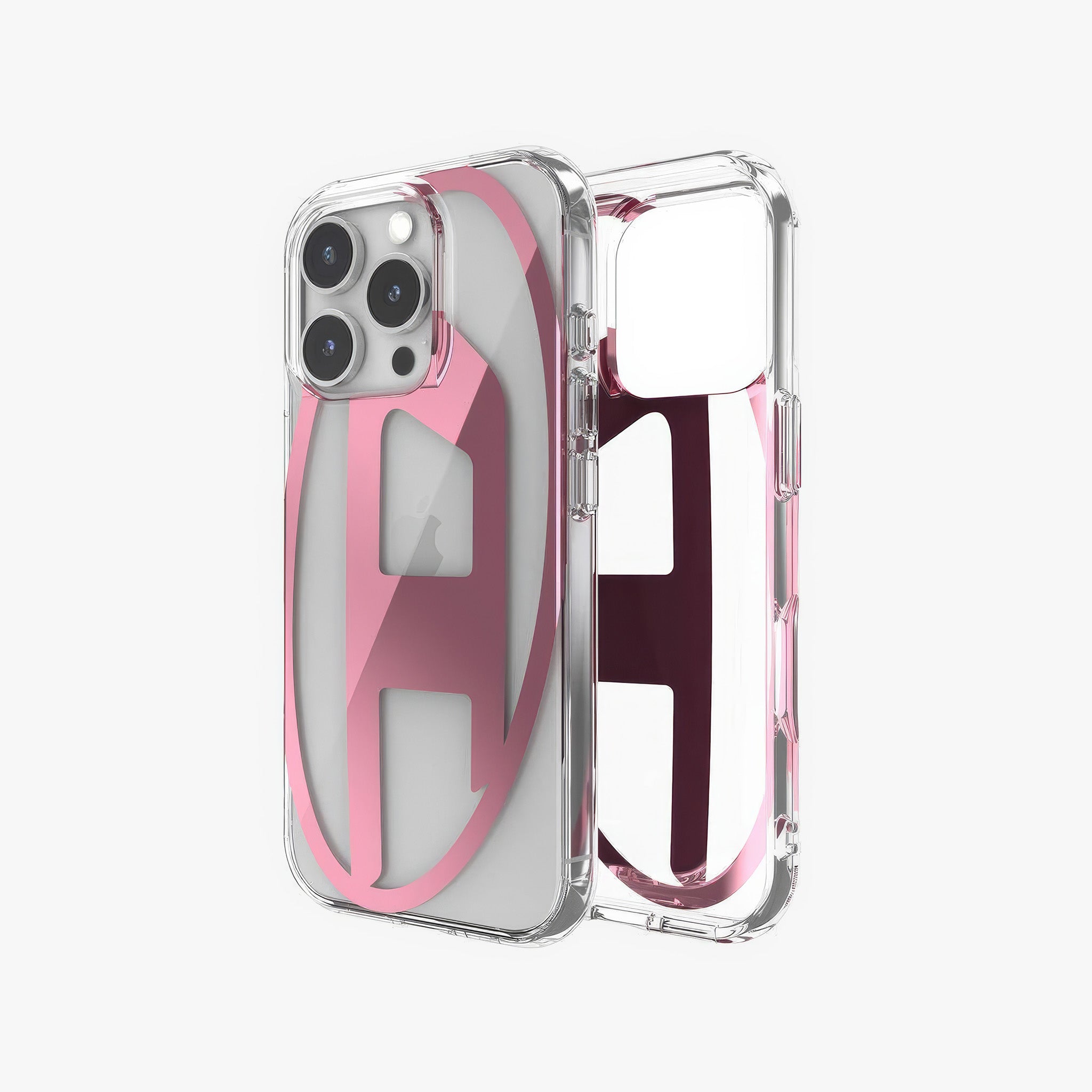 iPhone 16 Pro Oval D Mirror Şeffaf Kılıf | Şeffaf/Pembe