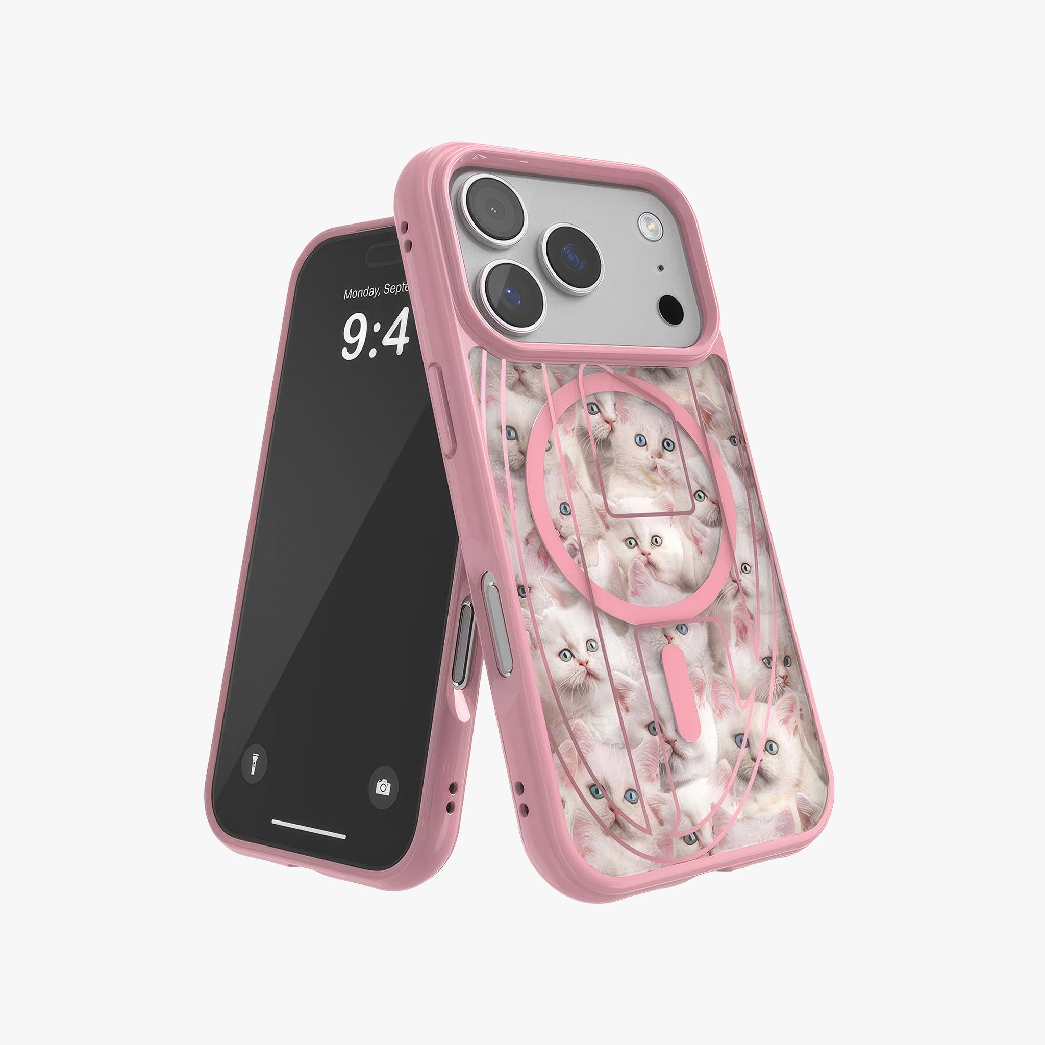 iPhone 17 Pro MagSafe Oval D Kedi Desenli Kılıf | Pembe