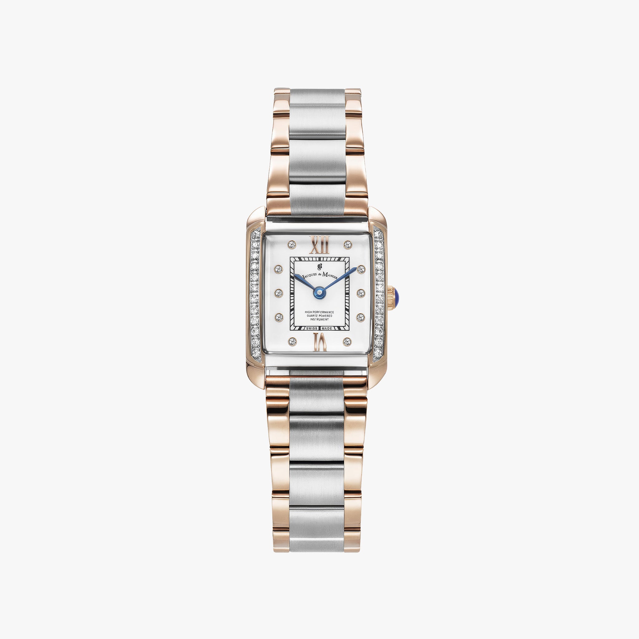 Emily | 22 x 19 mm | Silver-Rosegold White dial with stones