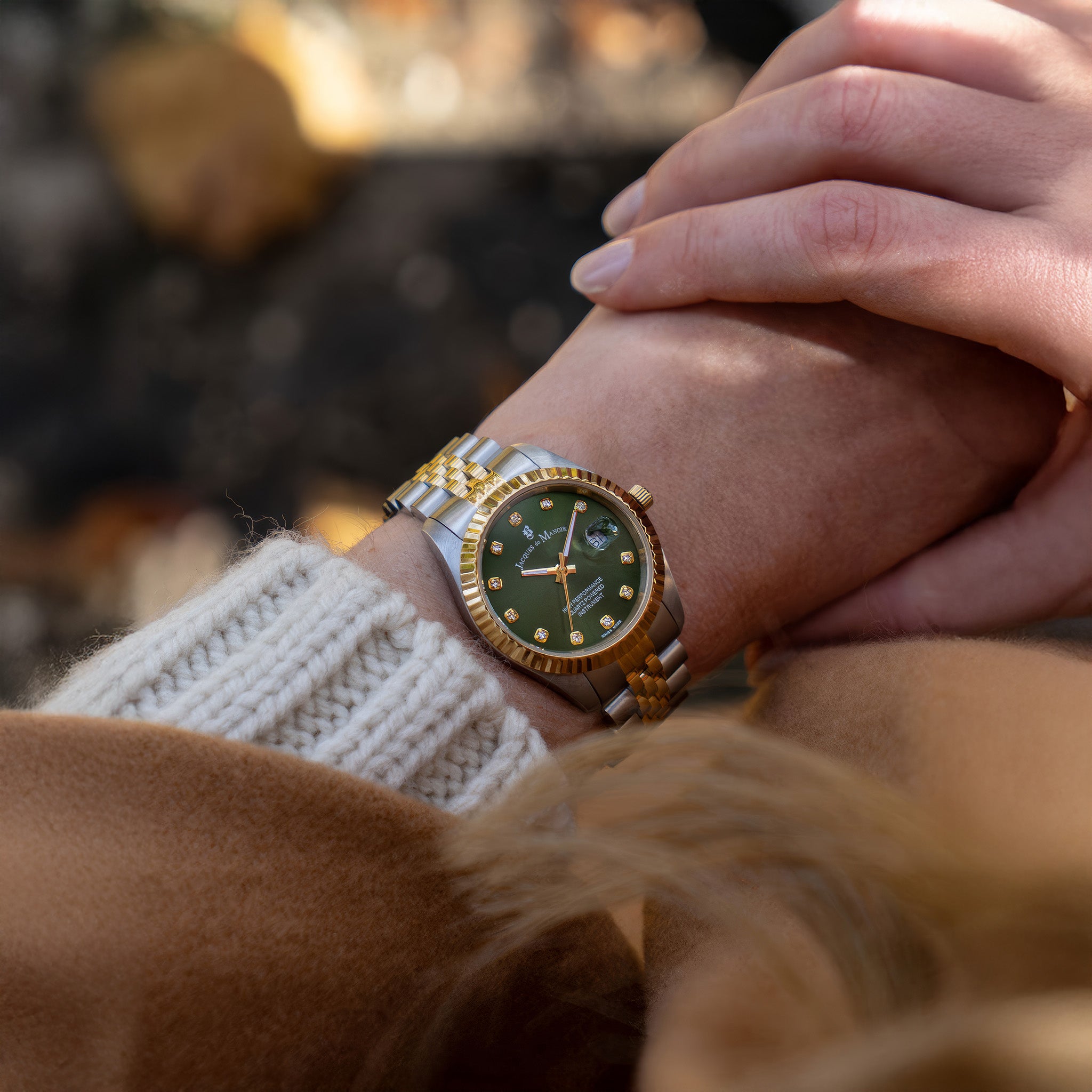 Inspiration Elegance | 31 mm | Silver-Gold Green Sunray dial
