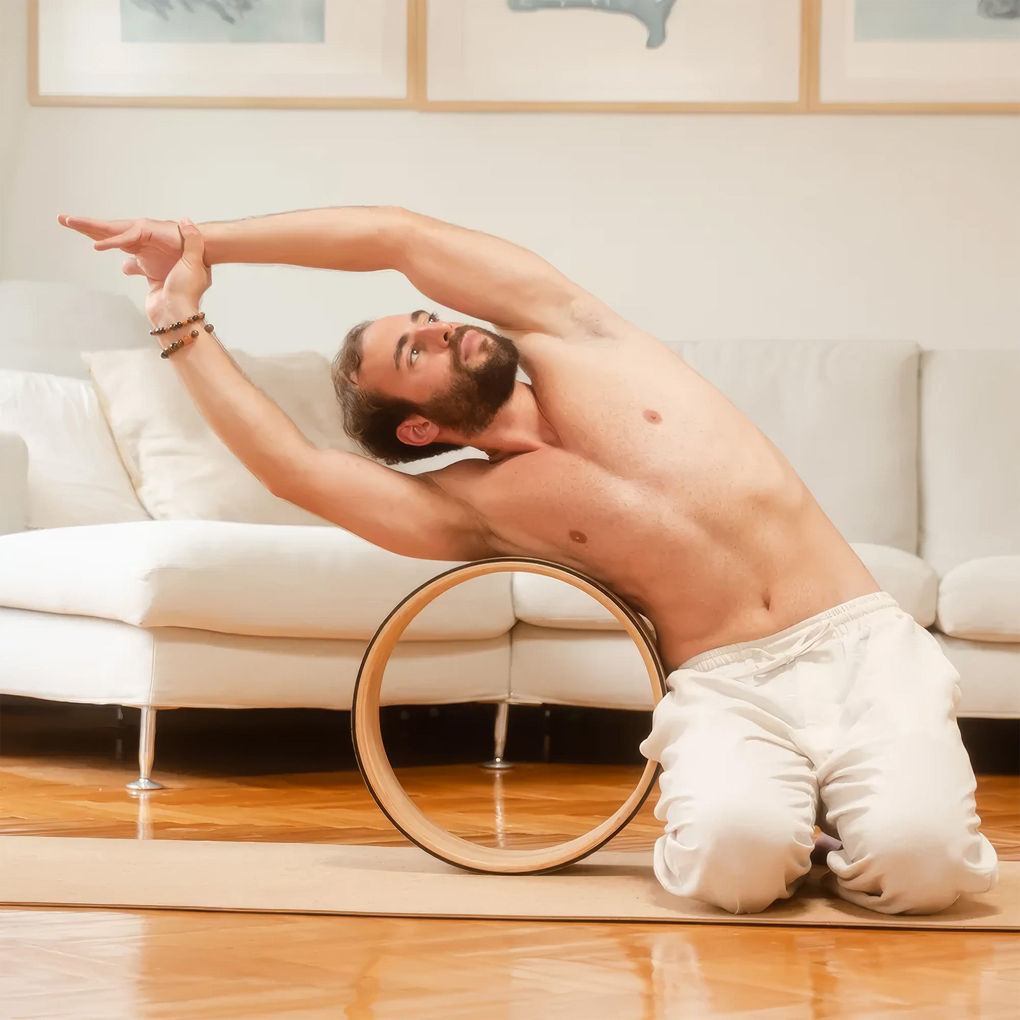 Mantar Kaplı Ahşap Yoga Çemberi | Büyük | 41cm