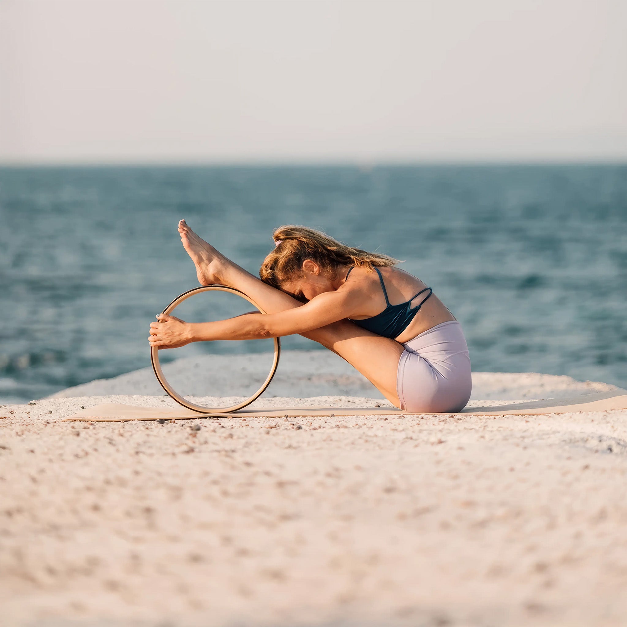 Mantar Kaplı Ahşap Yoga Çemberi | Büyük | 41cm