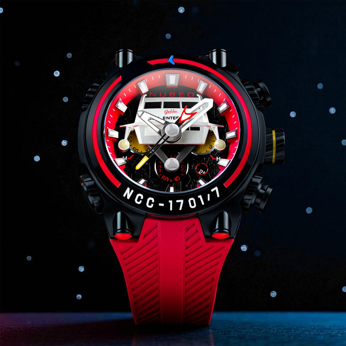 Deimos Chronograph Star Trek Galileo Limited Edition Erkek Kol Saati | 52 mm | Starship Red