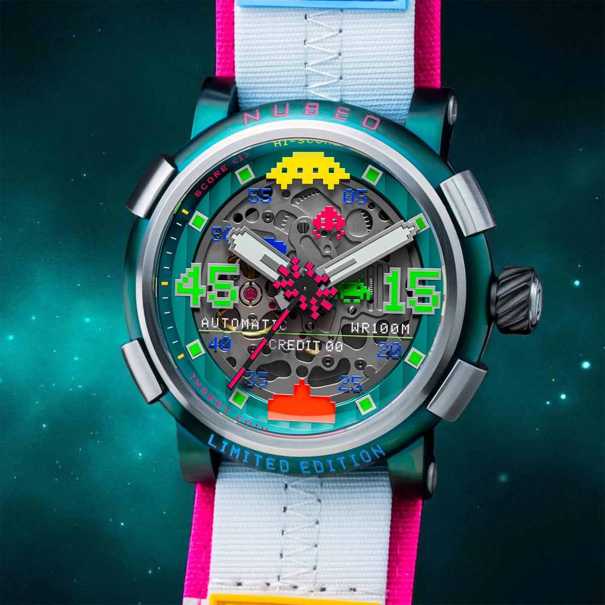 Orion Automatic Space Invaders Limited Edition Erkek Kol Saati | 50 mm | Laser Lime