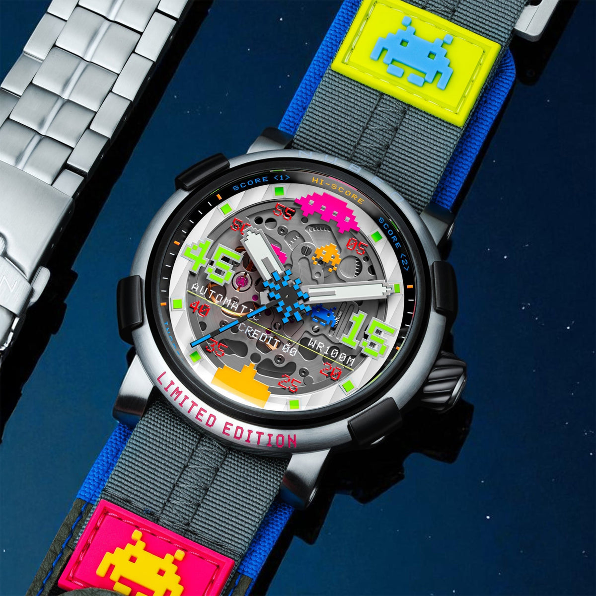 Orion Automatic Space Invaders Limited Edition Erkek Kol Saati | 50 mm | Photon Silver