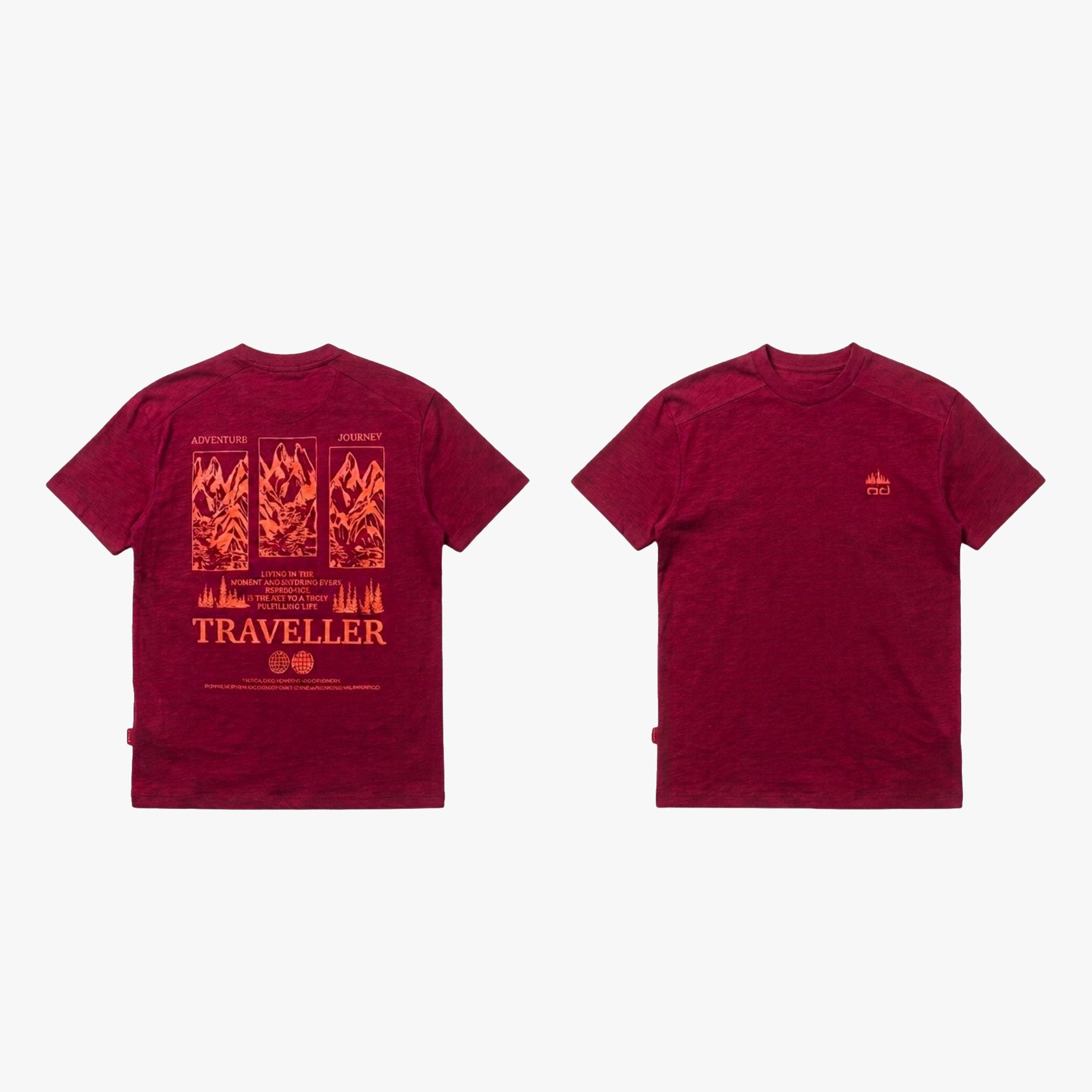 Traveller T-Shirt %100 Pamuk Printed | Bordo