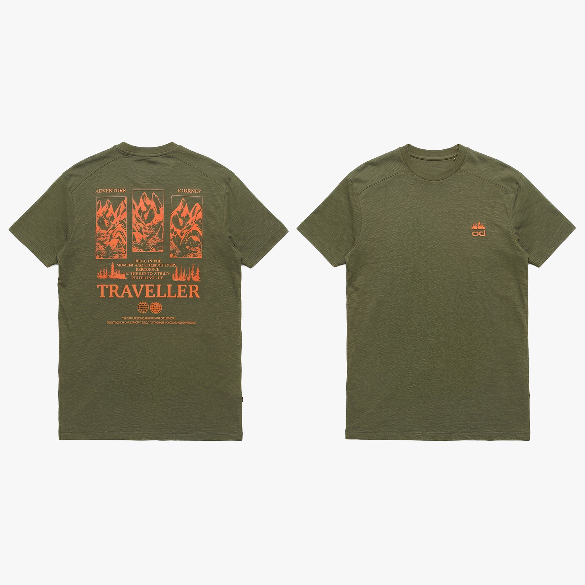 Traveller T-Shirt %100 Pamuk Printed | Haki