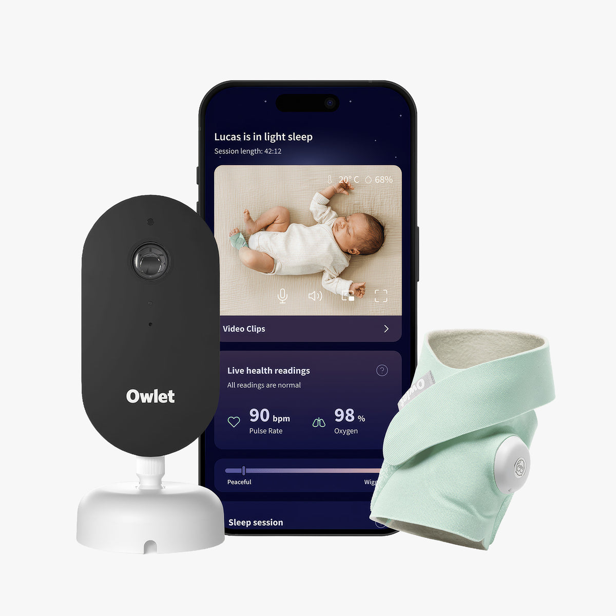 Owlet Dream Duo™ İkili Set - Dream Sock™ Akıllı Çorap (Nane Yeşili) + Dream Sight™ Kamera