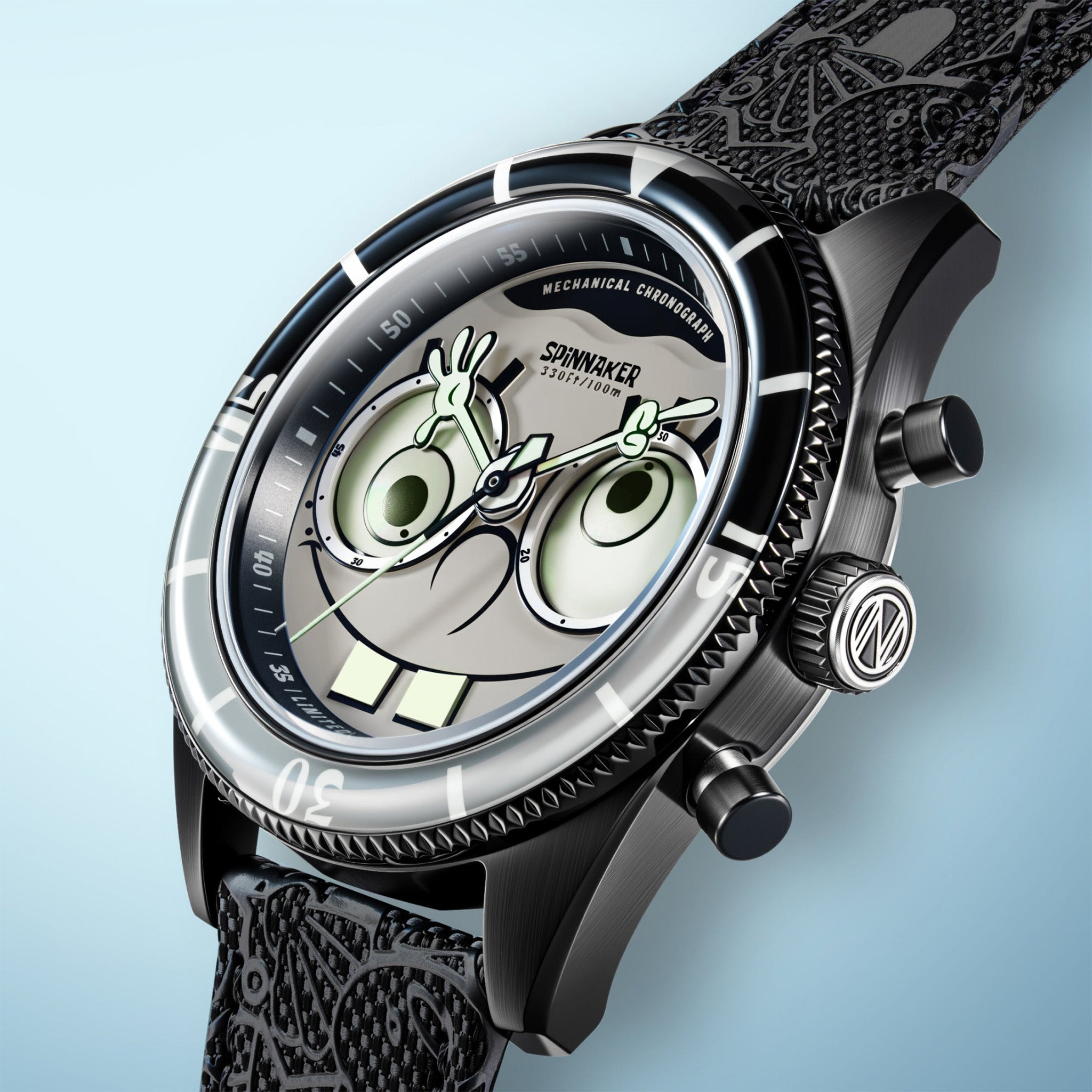 Fleuss Mechanical Chronograph SpongeBob SquarePants Eyedial Limited Edition | 43 mm | Googly Black