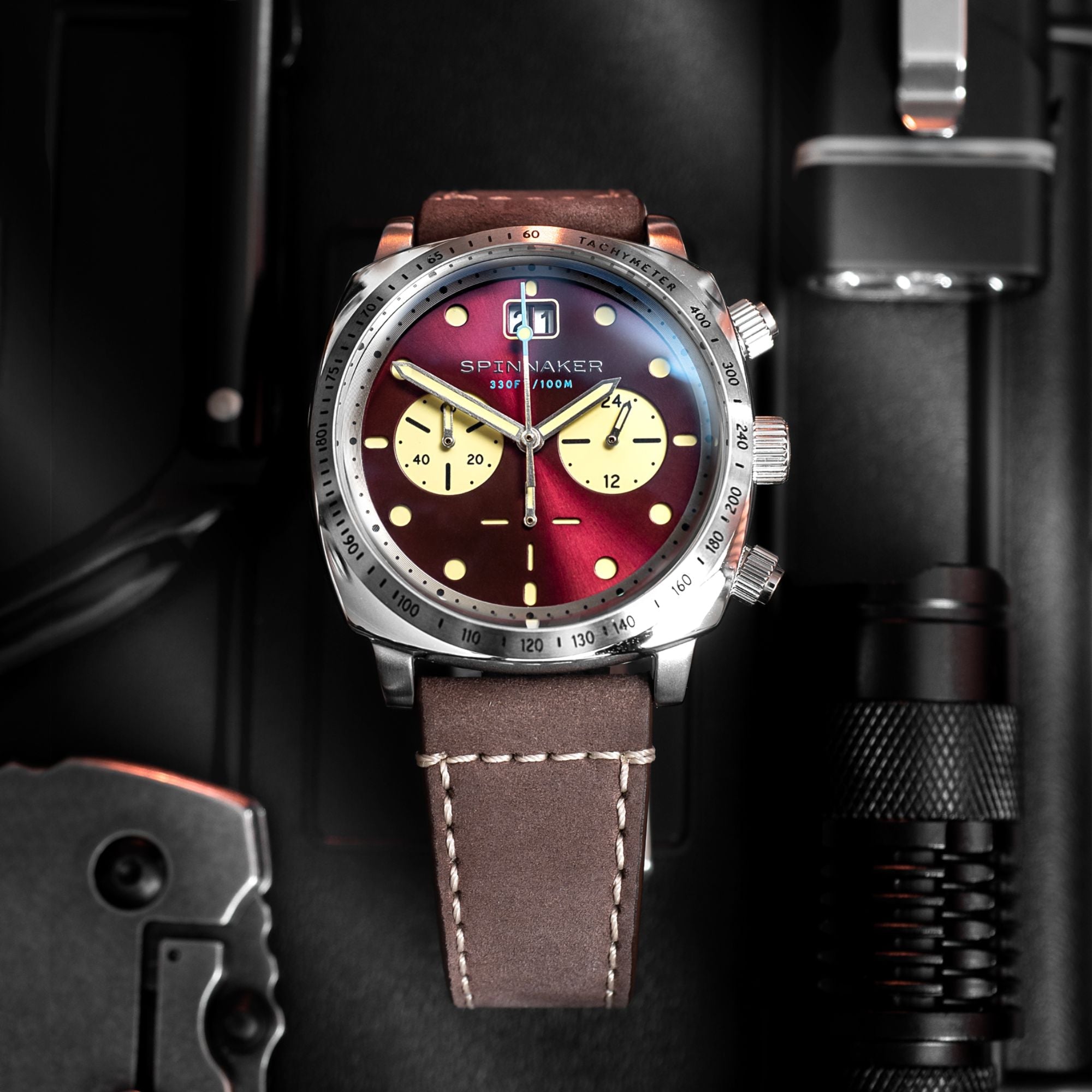 Hull Chronograph | 42mm | Burnt Maroon