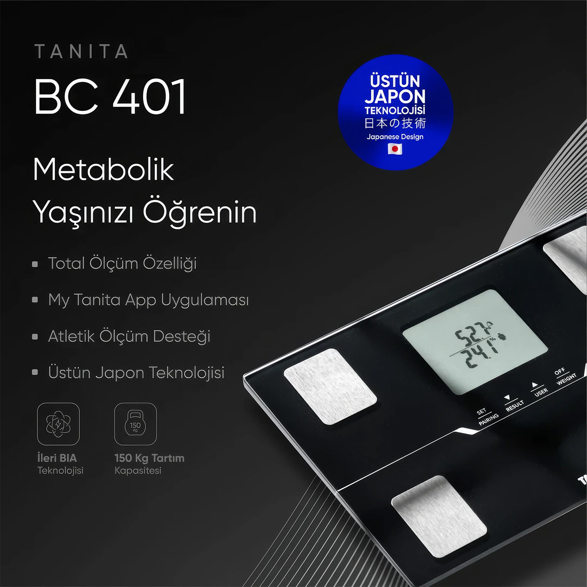 BC 401 Akıllı Dijital Tartı | Vücut Analizi | Beyaz