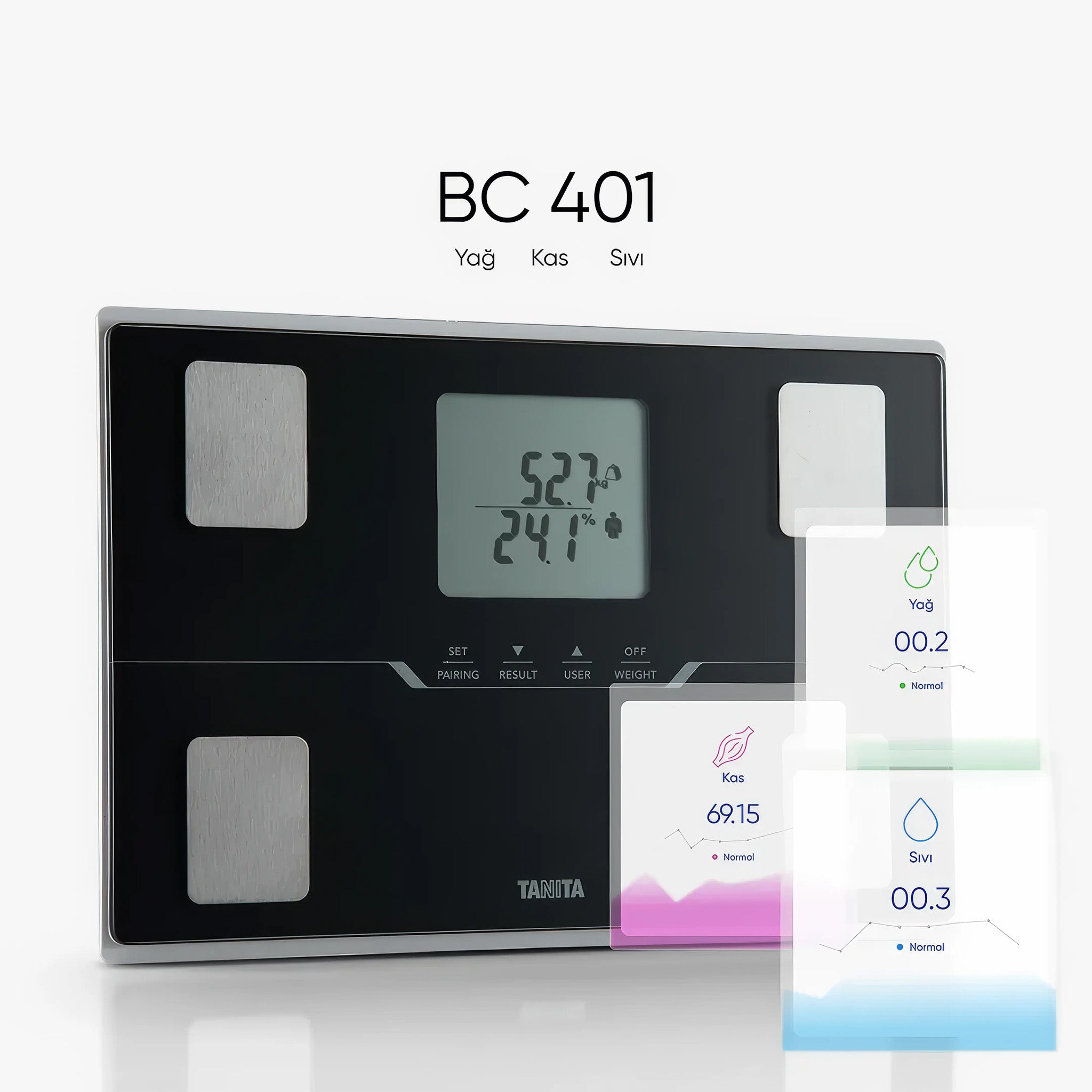 BC 401 Akıllı Dijital Tartı | Vücut Analizi | Beyaz