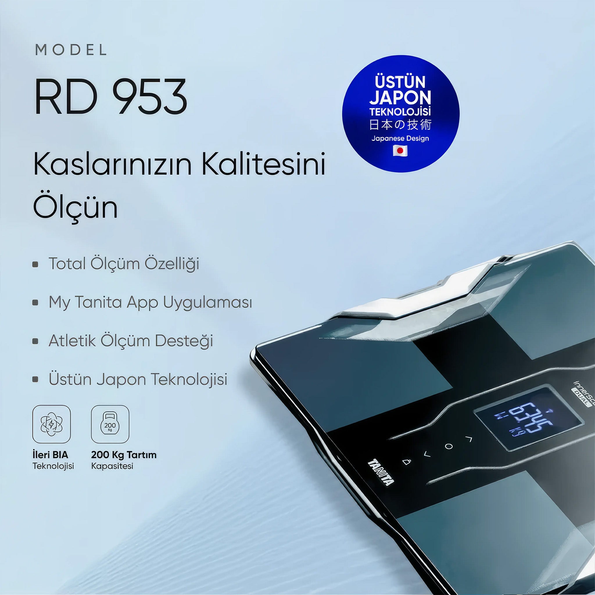 RD 953 Akıllı Dijital Tartı | Vücut Analizi | Siyah