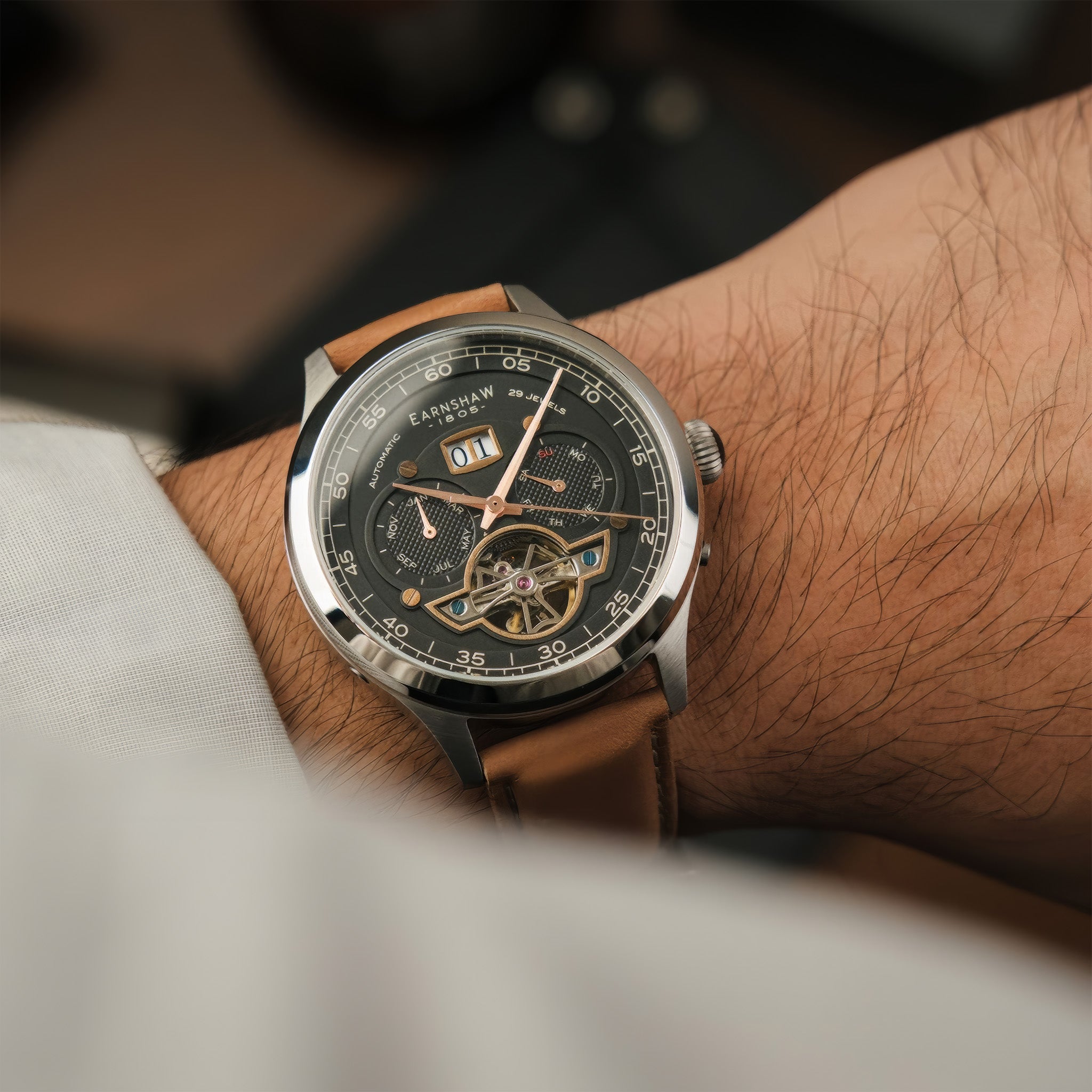 Baron Grand Date Calendar Open Heart Automatic | Abbey Black