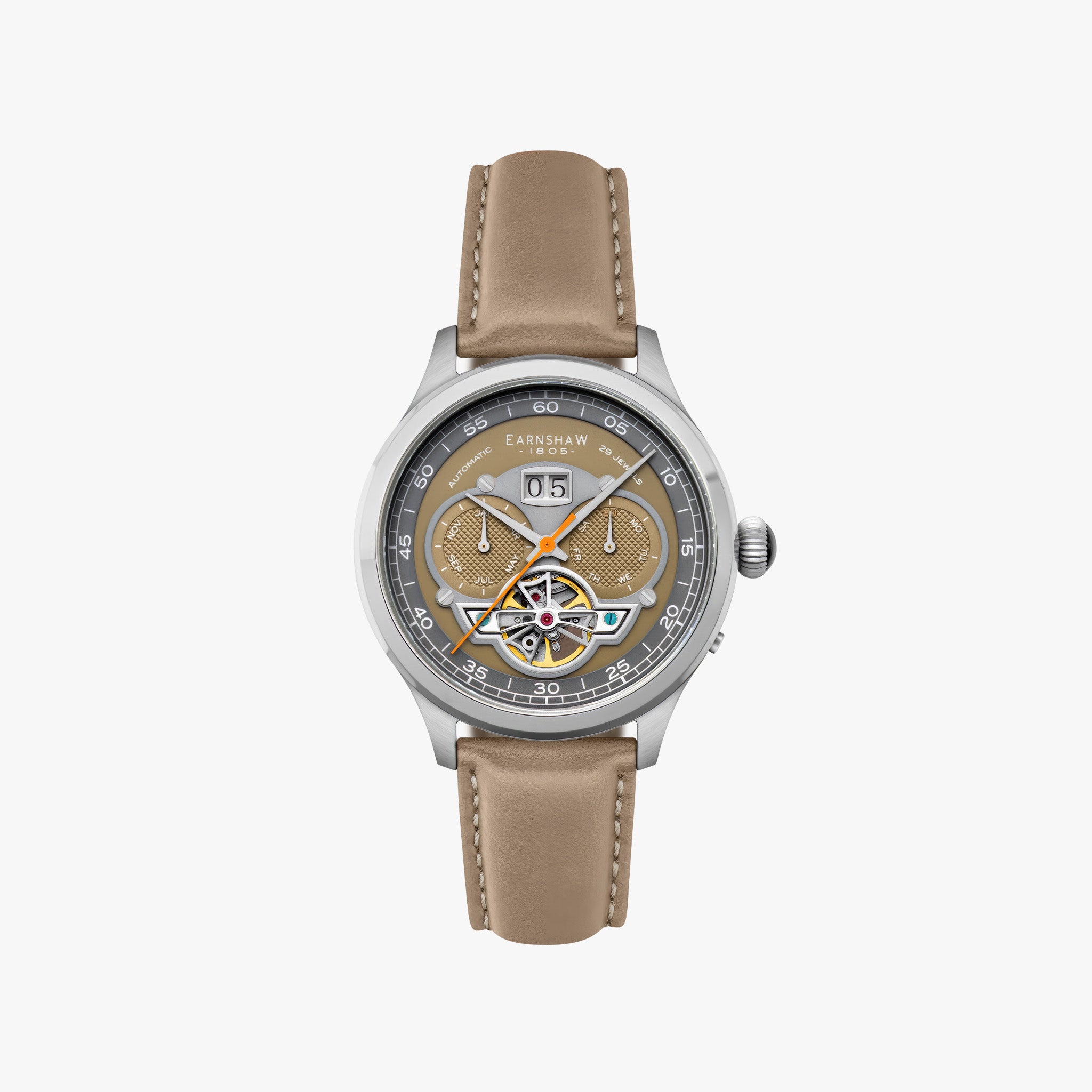 Baron Grand Date Calendar Open Heart Automatic | Bog Green