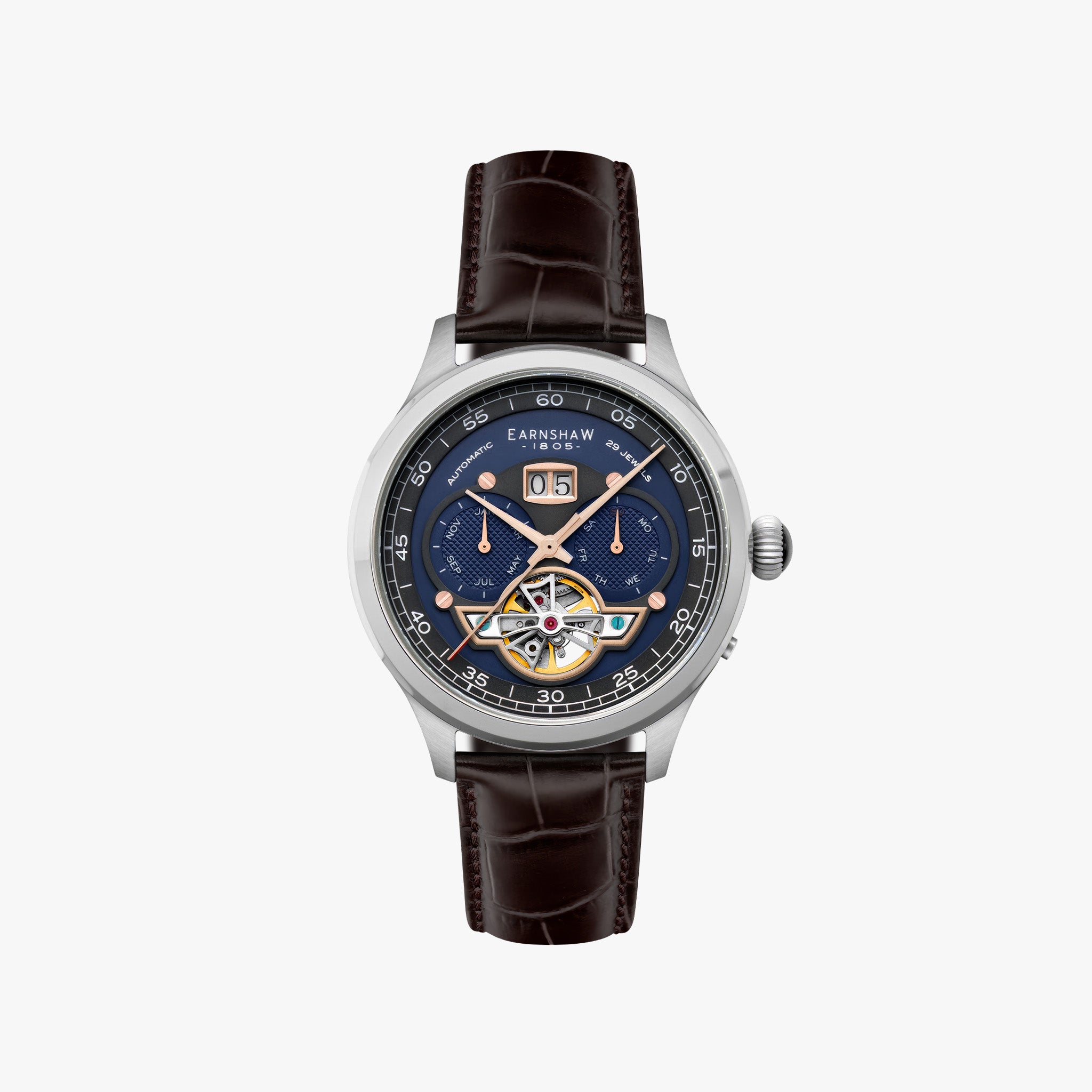 Baron Grand Date Calendar Open Heart Automatic | Crisply Blue