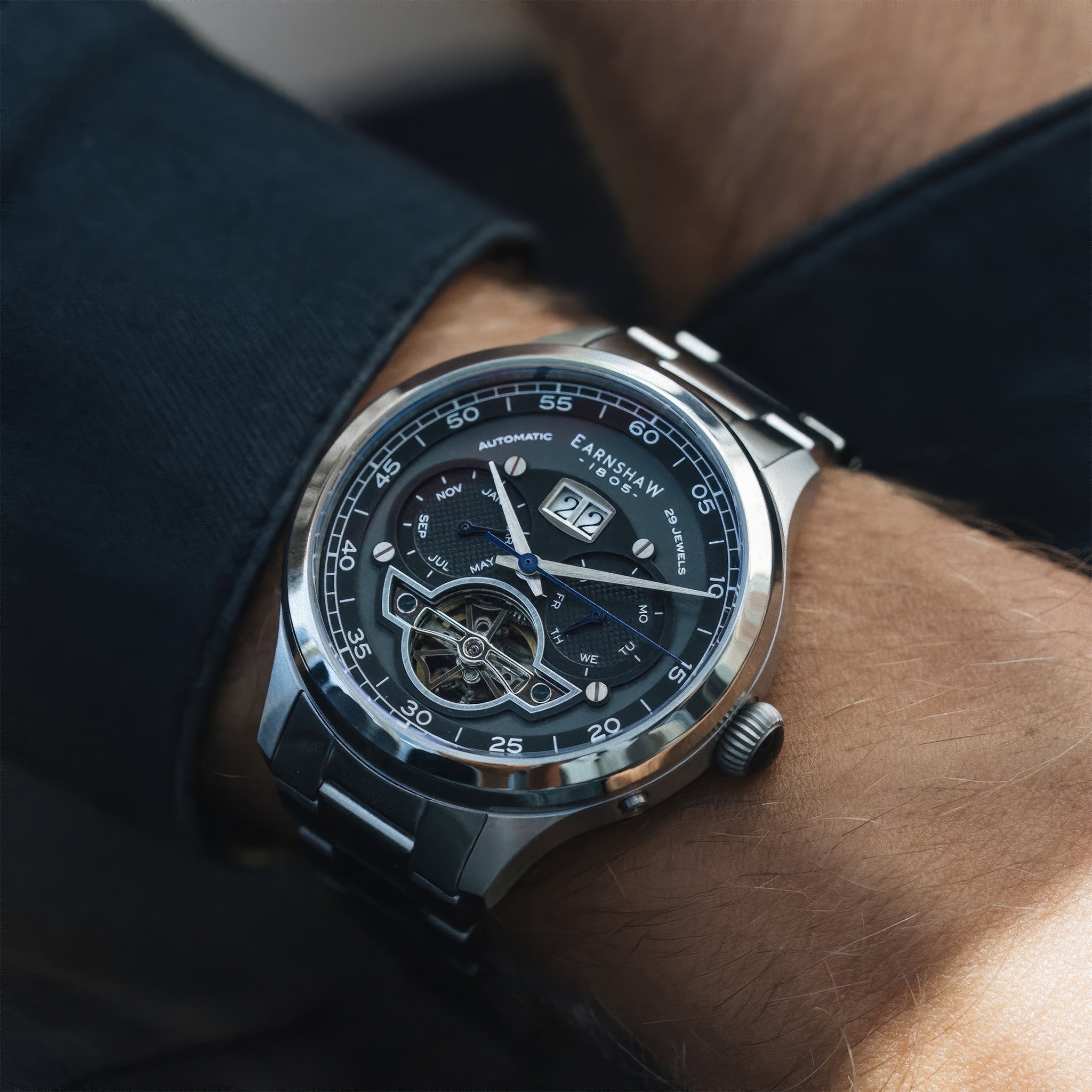 Baron Grand Date Calendar Open Heart Automatic | Deep Midnight