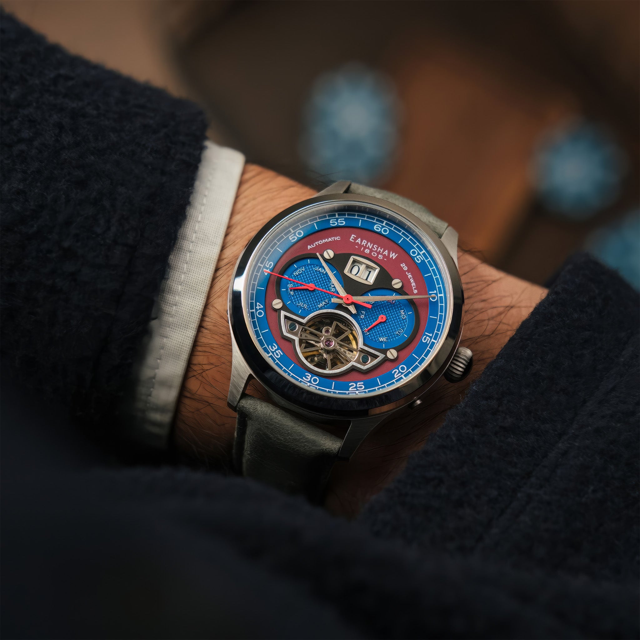 Baron Grand Date Calendar Open Heart Automatic | English Blue