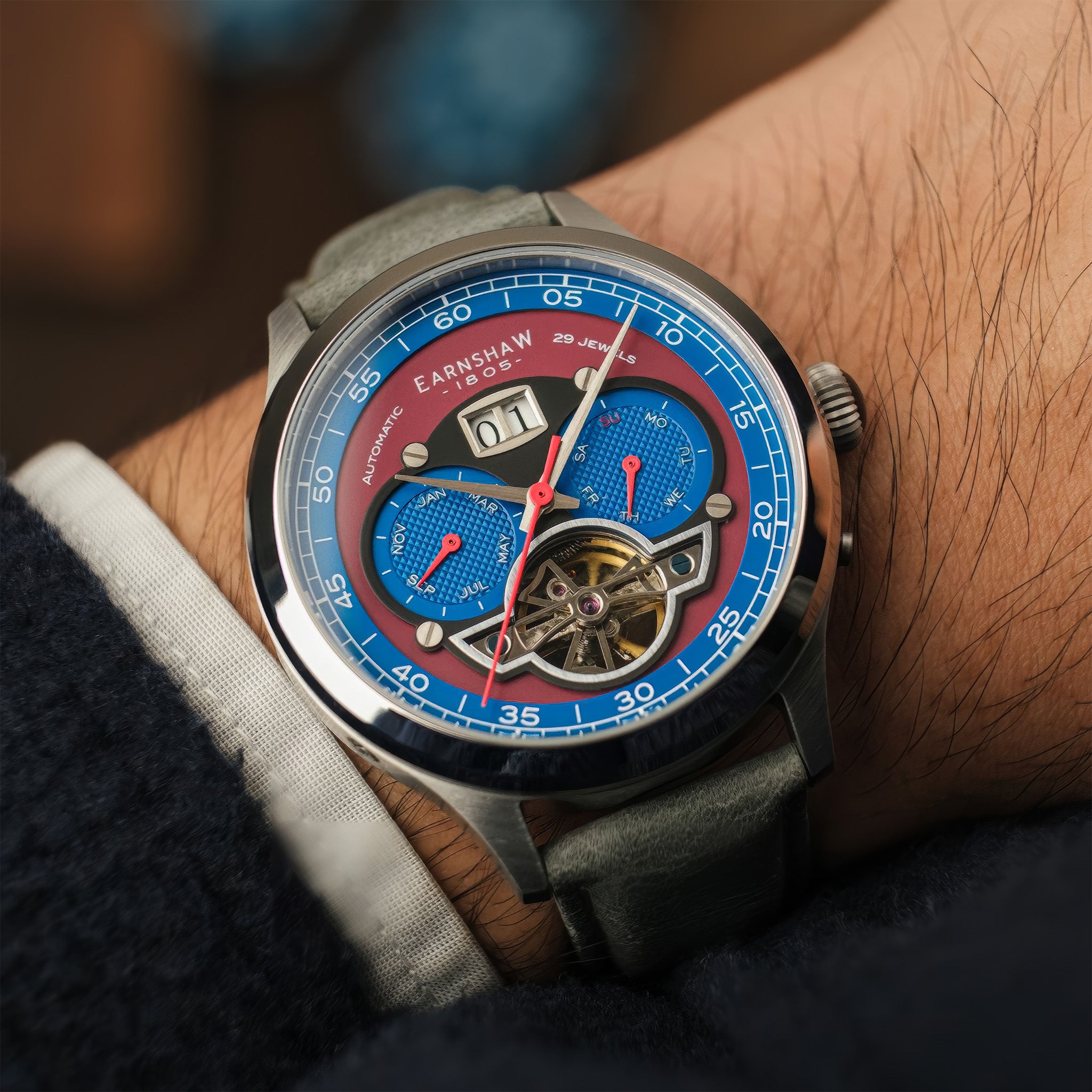 Baron Grand Date Calendar Open Heart Automatic | English Blue