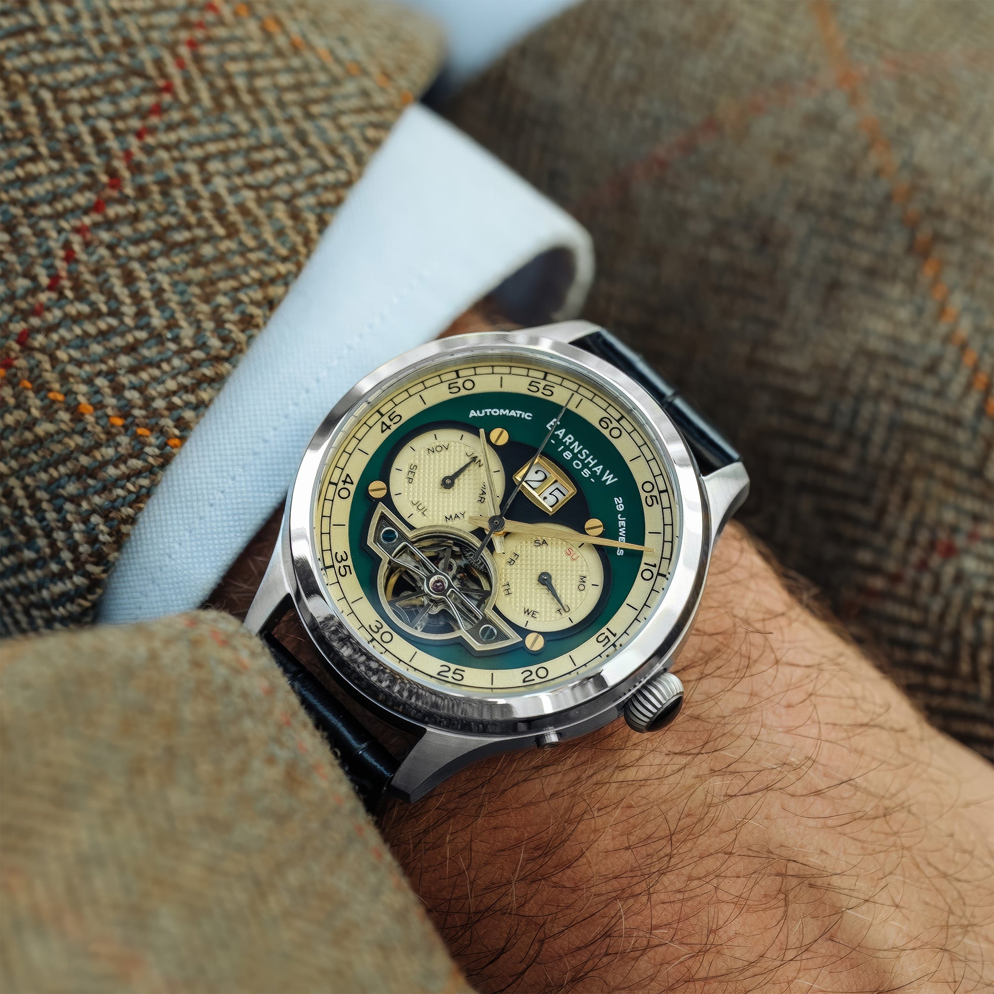 Baron Grand Date Calendar Open Heart Automatic | Forestry Green