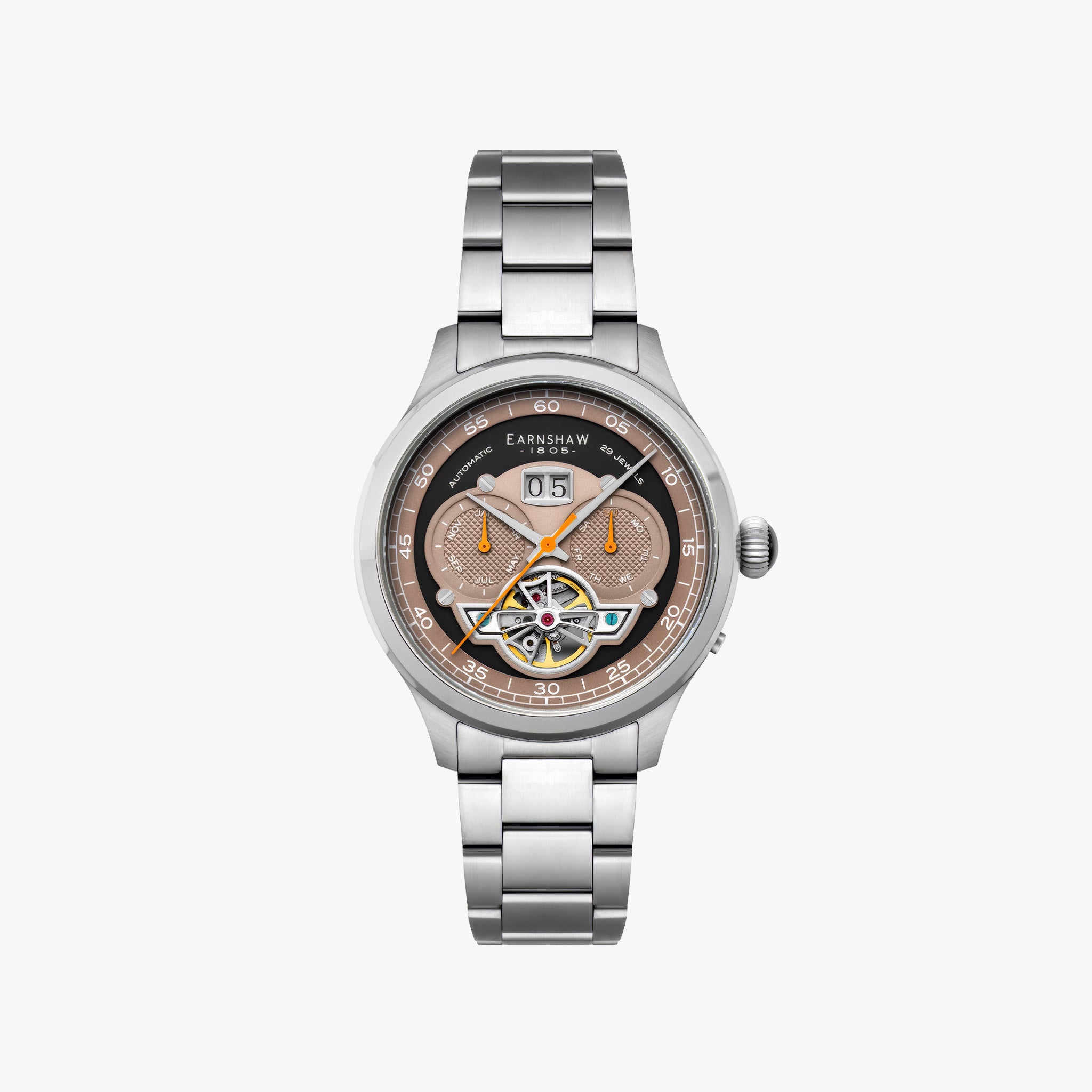 Baron Grand Date Calendar Open Heart Automatic | Ghost Grey