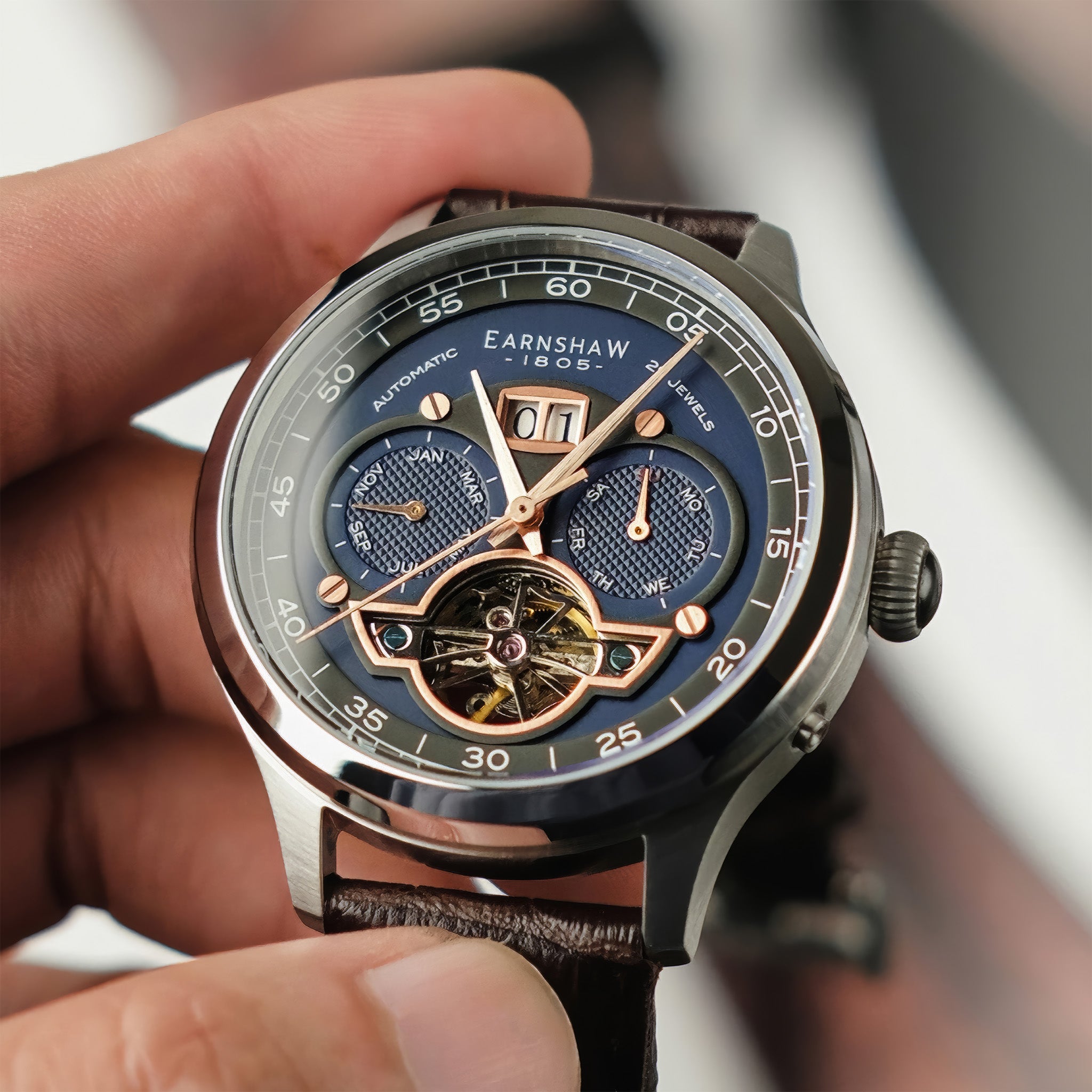 Baron Grand Date Calendar Open Heart Automatic | Heather Grey