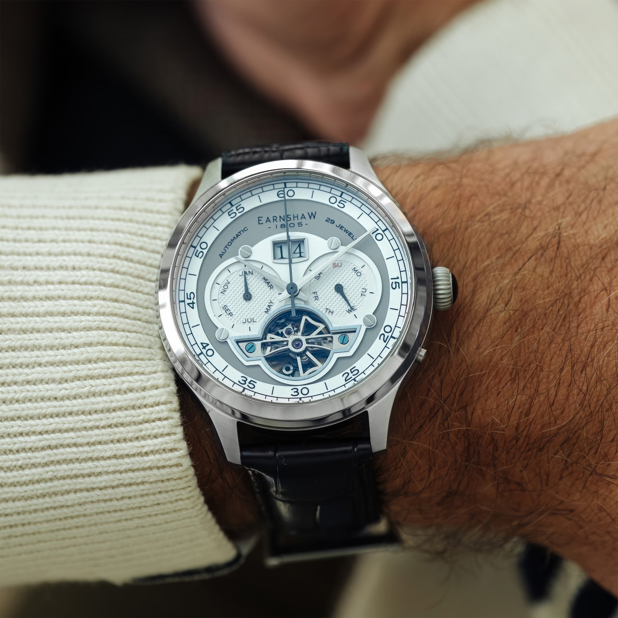 Baron Grand Date Calendar Open Heart Automatic | Heather Grey