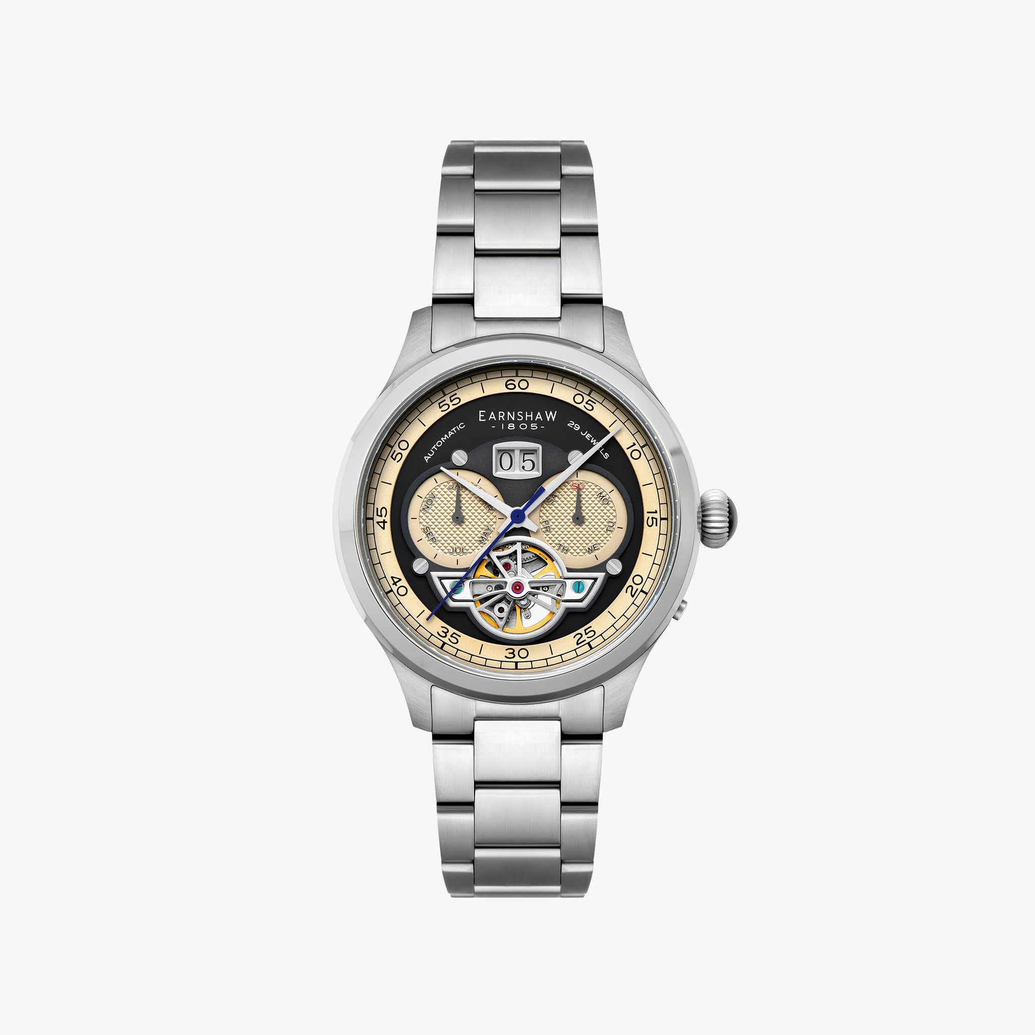 Baron Grand Date Calendar Open Heart Automatic | 43 mm | Moss Green