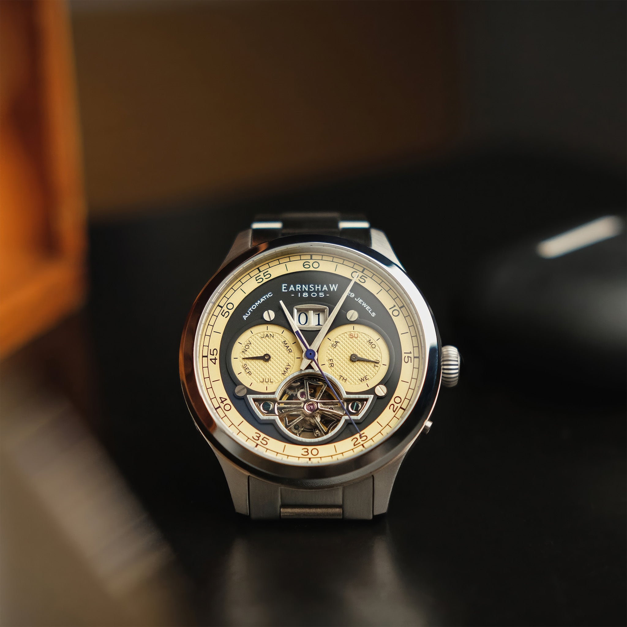 Baron Grand Date Calendar Open Heart Automatic | 43 mm | Moss Green