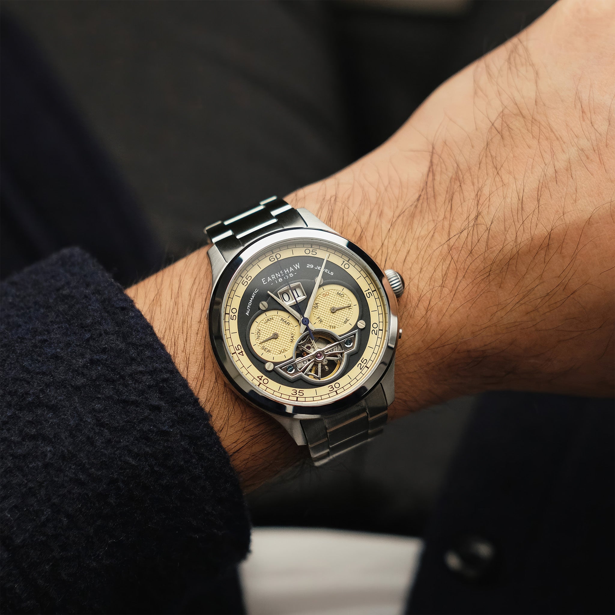 Baron Grand Date Calendar Open Heart Automatic | 43 mm | Moss Green
