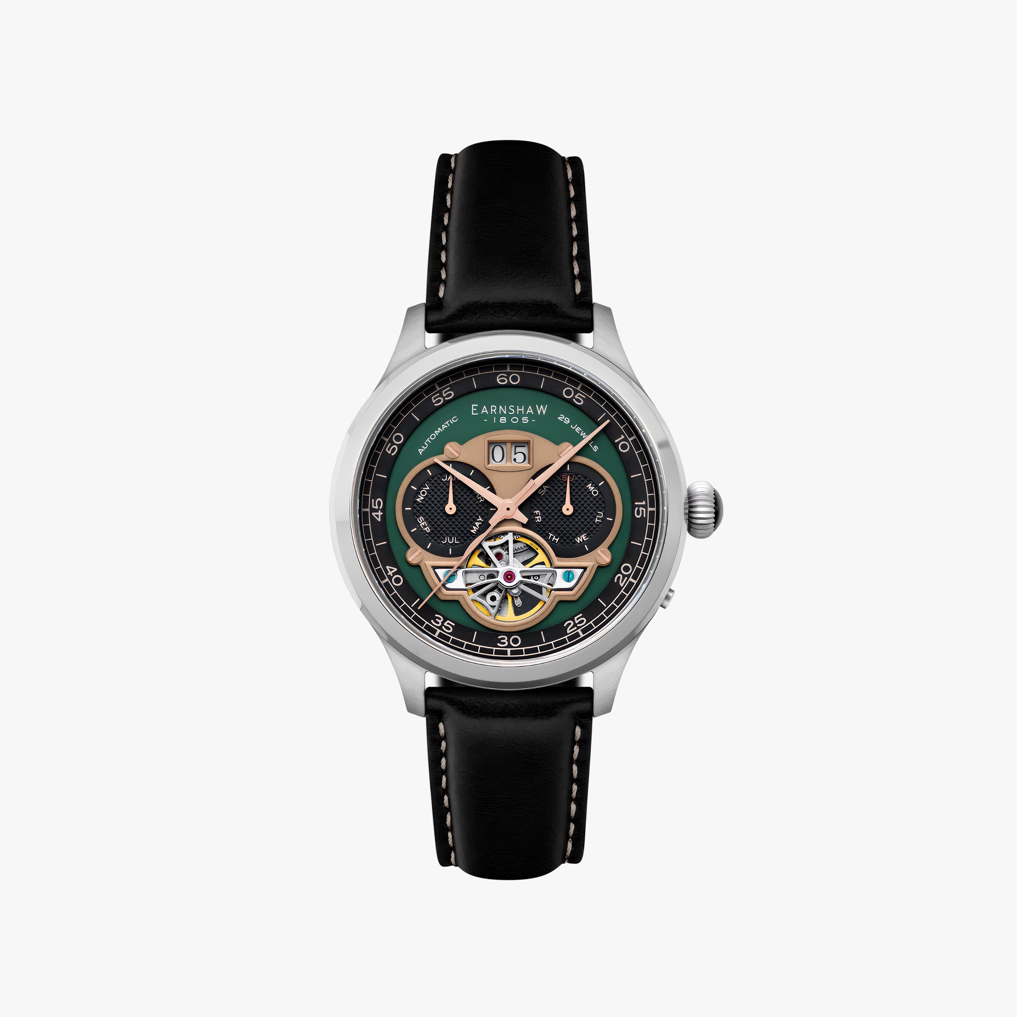 Baron Grand Date Calendar Open Heart Automatic | Vintage Green