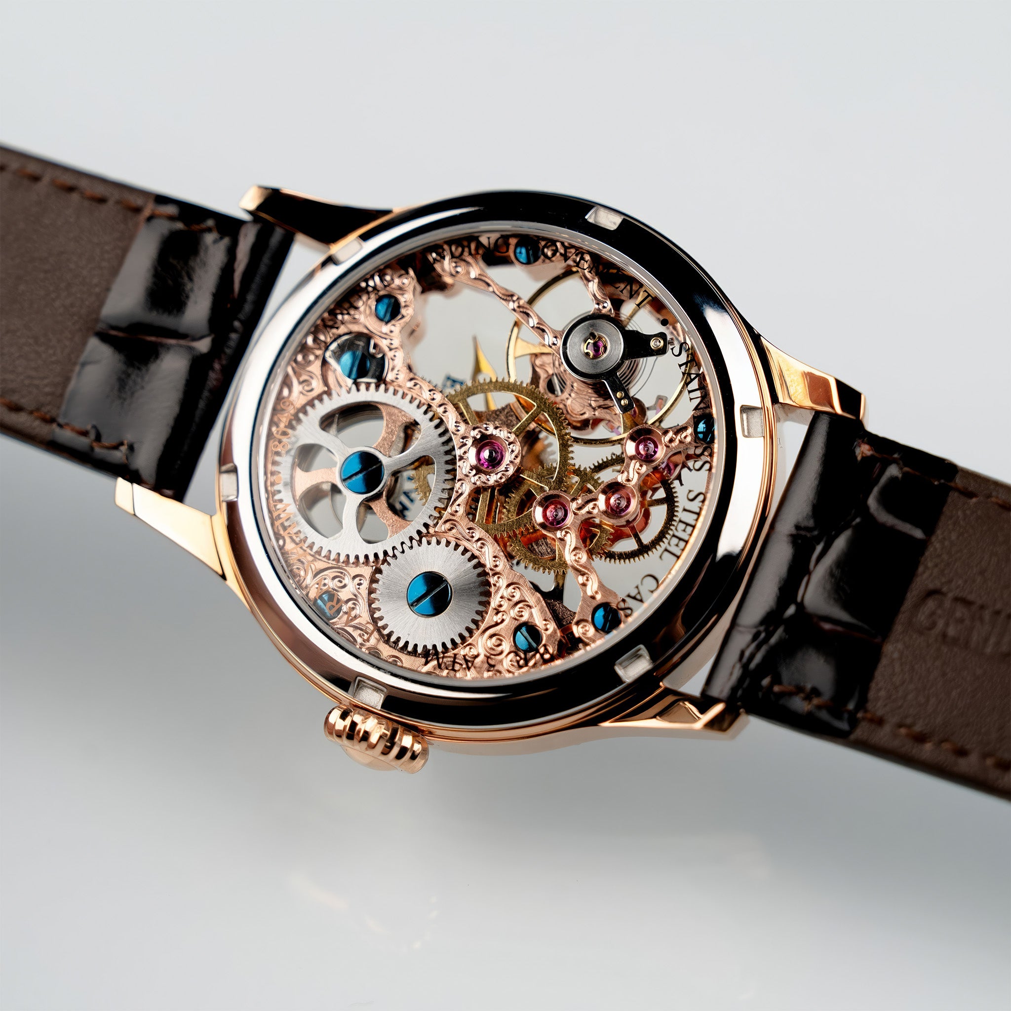 Bauer Mechanical Skeleton | 42 mm | Pink Gold