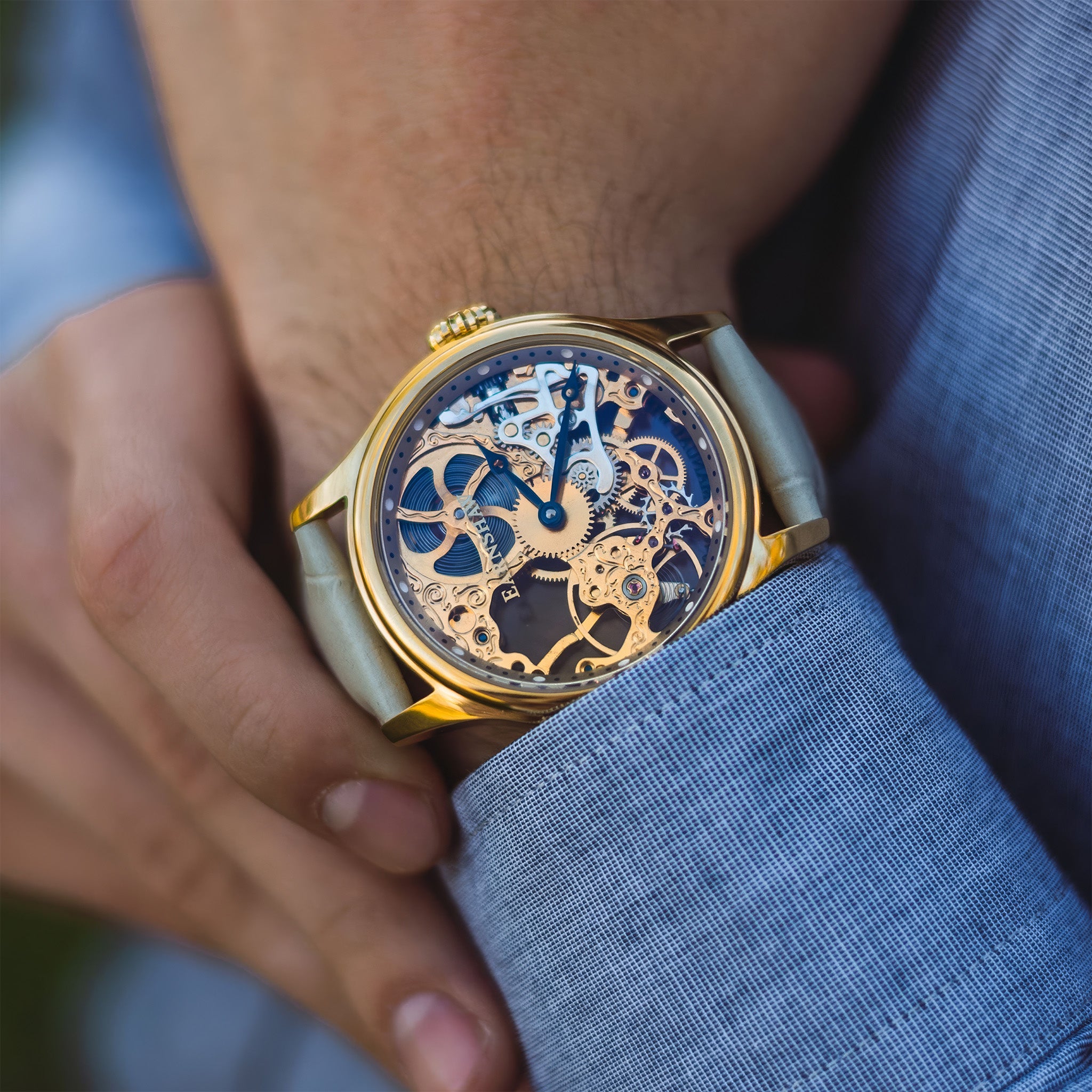 Bauer Mechanical Skeleton | 42 mm | Sandy Gold