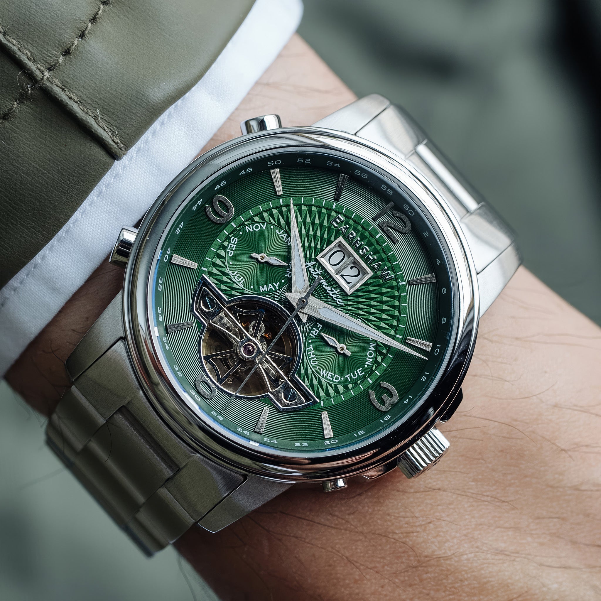 City Of London Marylebone Grand Date Calendar Open Heart Automatic | 42 mm | Absinthe Green