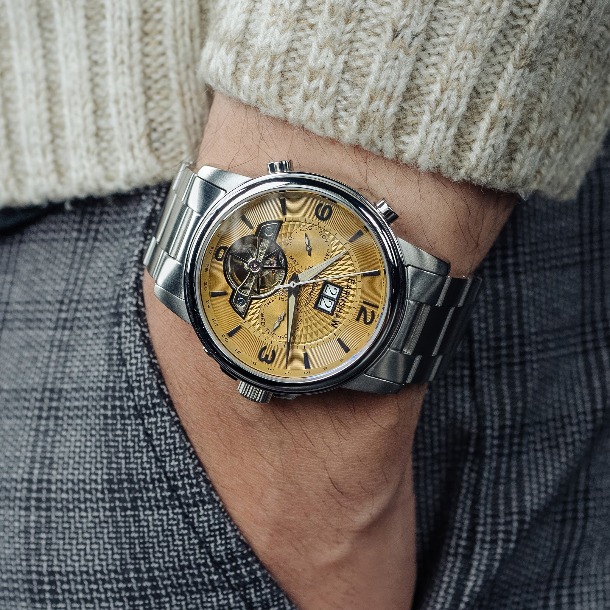 City Of London Marylebone Grand Date Calendar Open Heart Automatic | 42 mm | Deep Orange