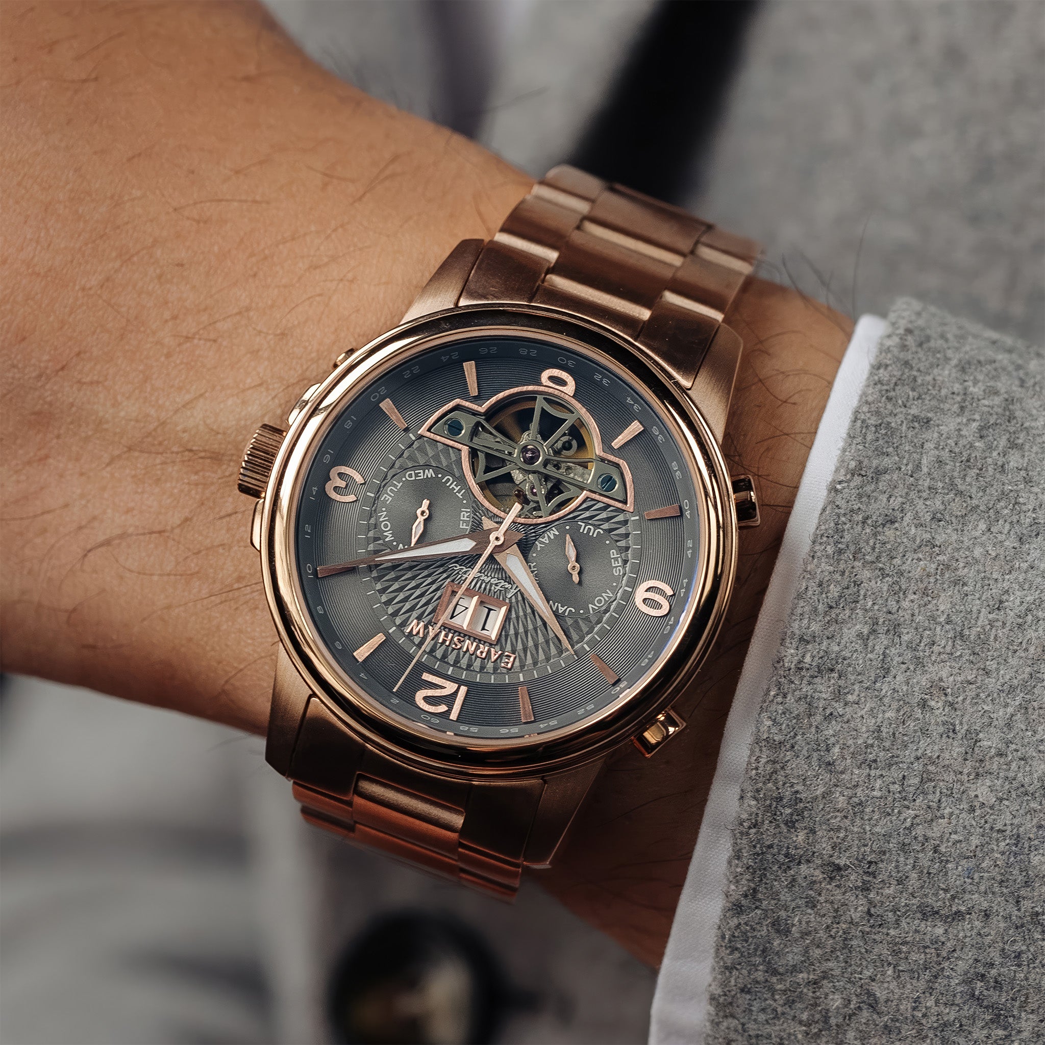 City Of London Marylebone Grand Date Calendar Open Heart Automatic | 42 mm | Havana Rose