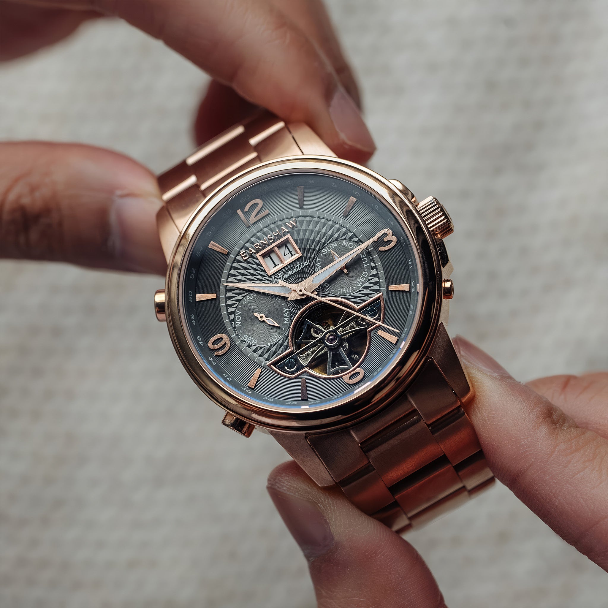 City Of London Marylebone Grand Date Calendar Open Heart Automatic | 42 mm | Havana Rose