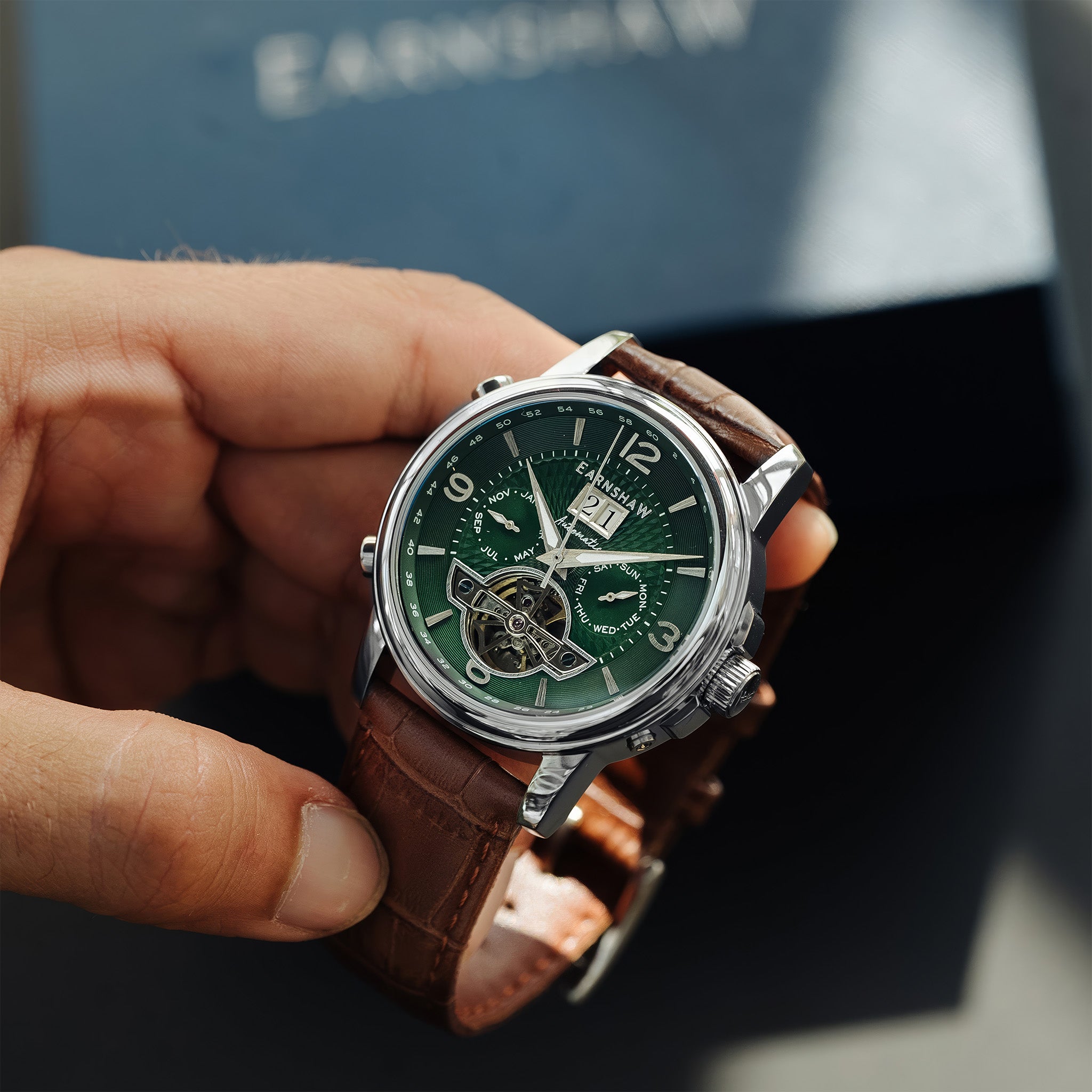 City Of London Marylebone Grand Date Calendar Open Heart Automatic | 42 mm | Hunter Green