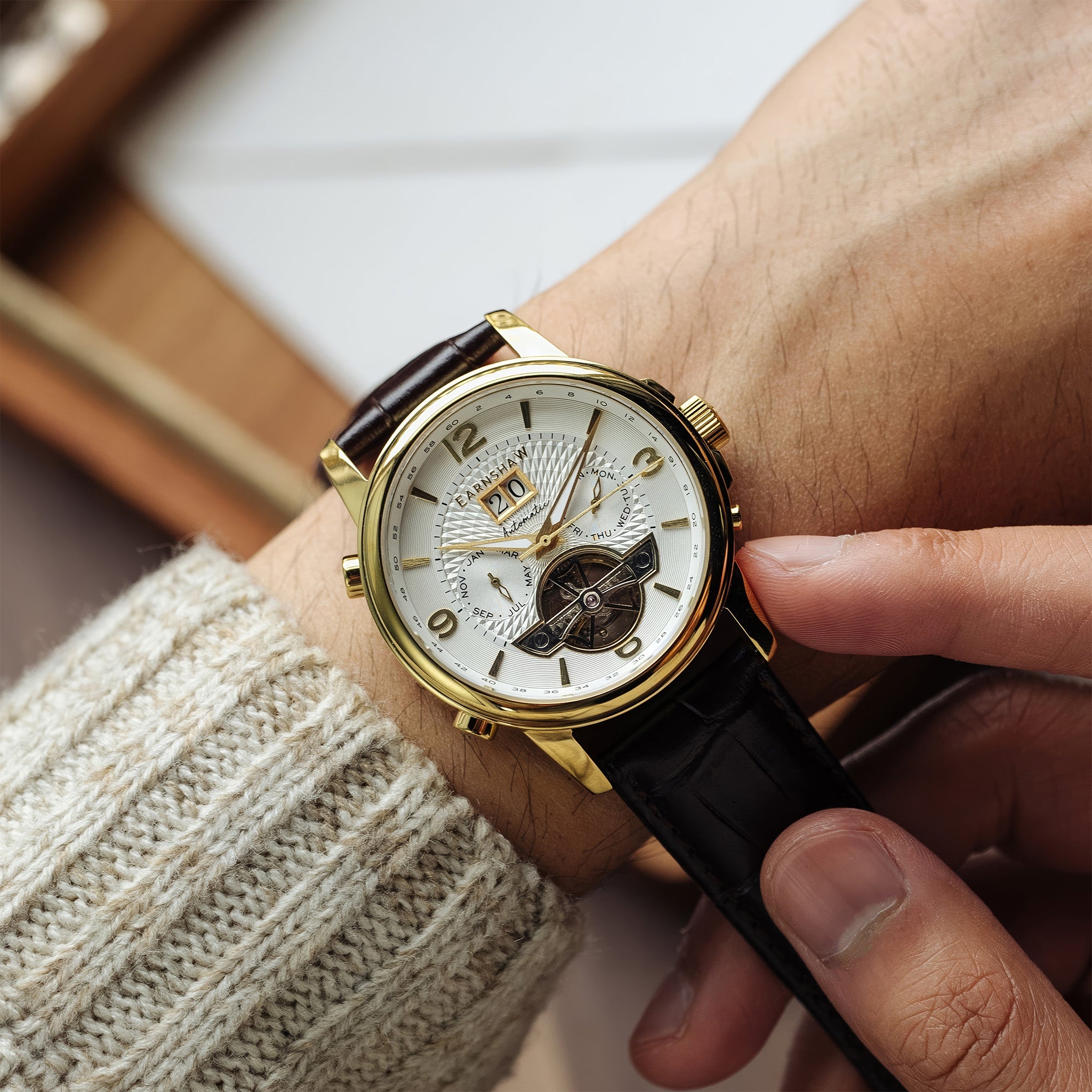 City Of London Marylebone Grand Date Calendar Open Heart Automatic | 42 mm | Solstice Gold