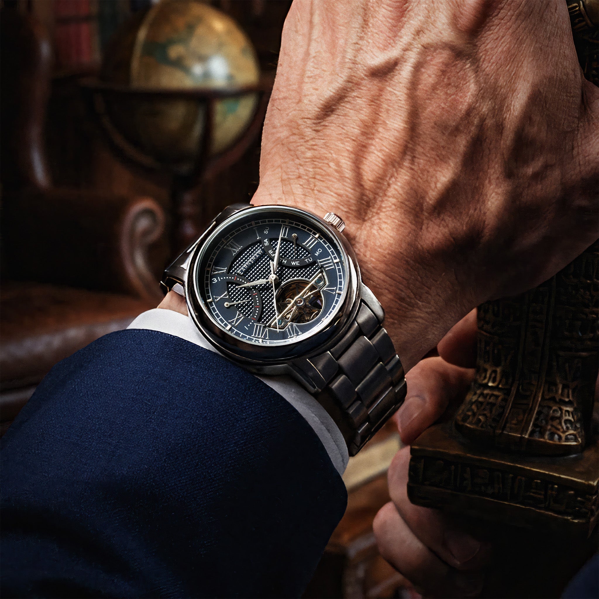 Heritage Longcase Double Retrograde Calendar Open Heart Automatic | 43 mm | Bearer Blue