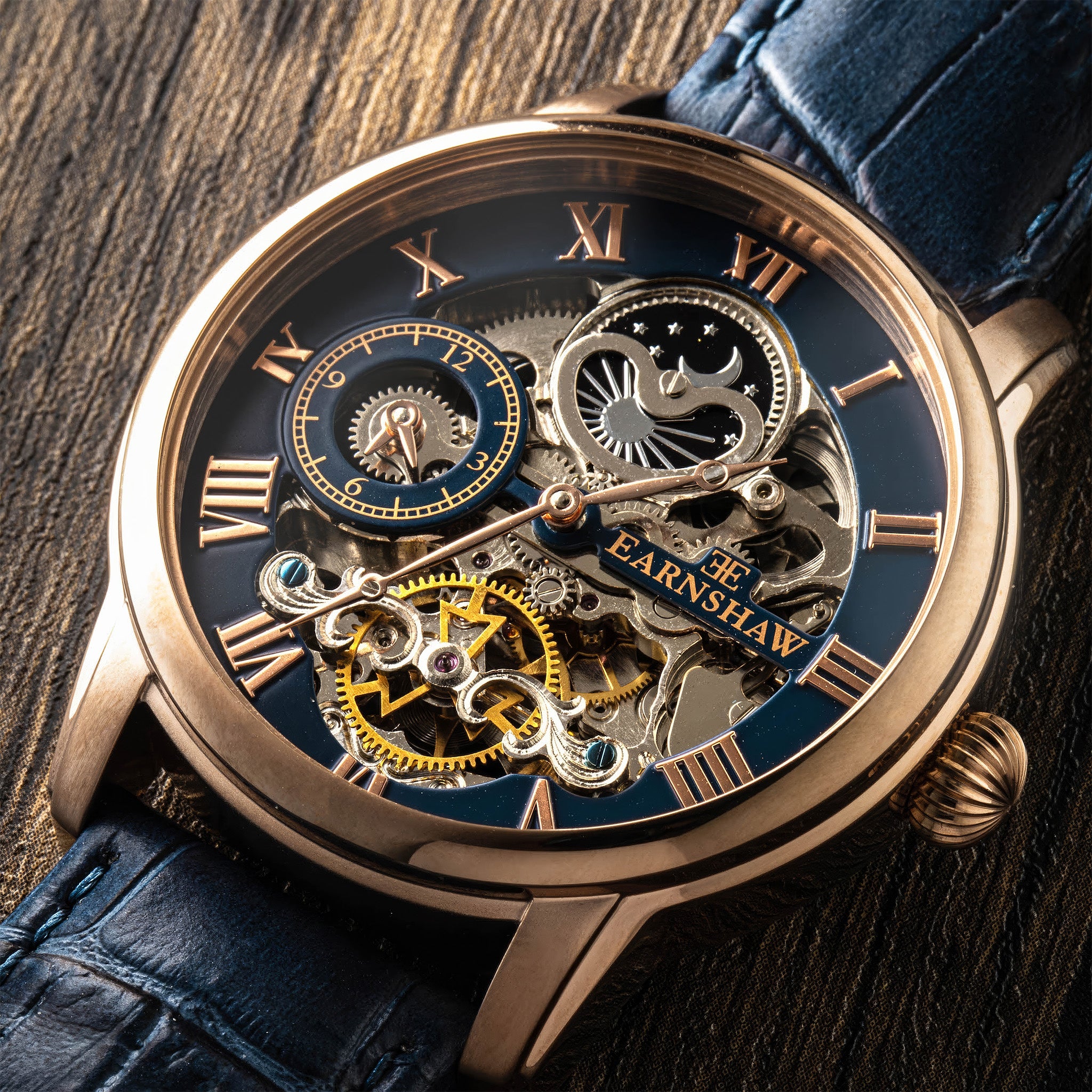 Longitude Automatic Skeleton | 44 mm | Blue Rose Gold