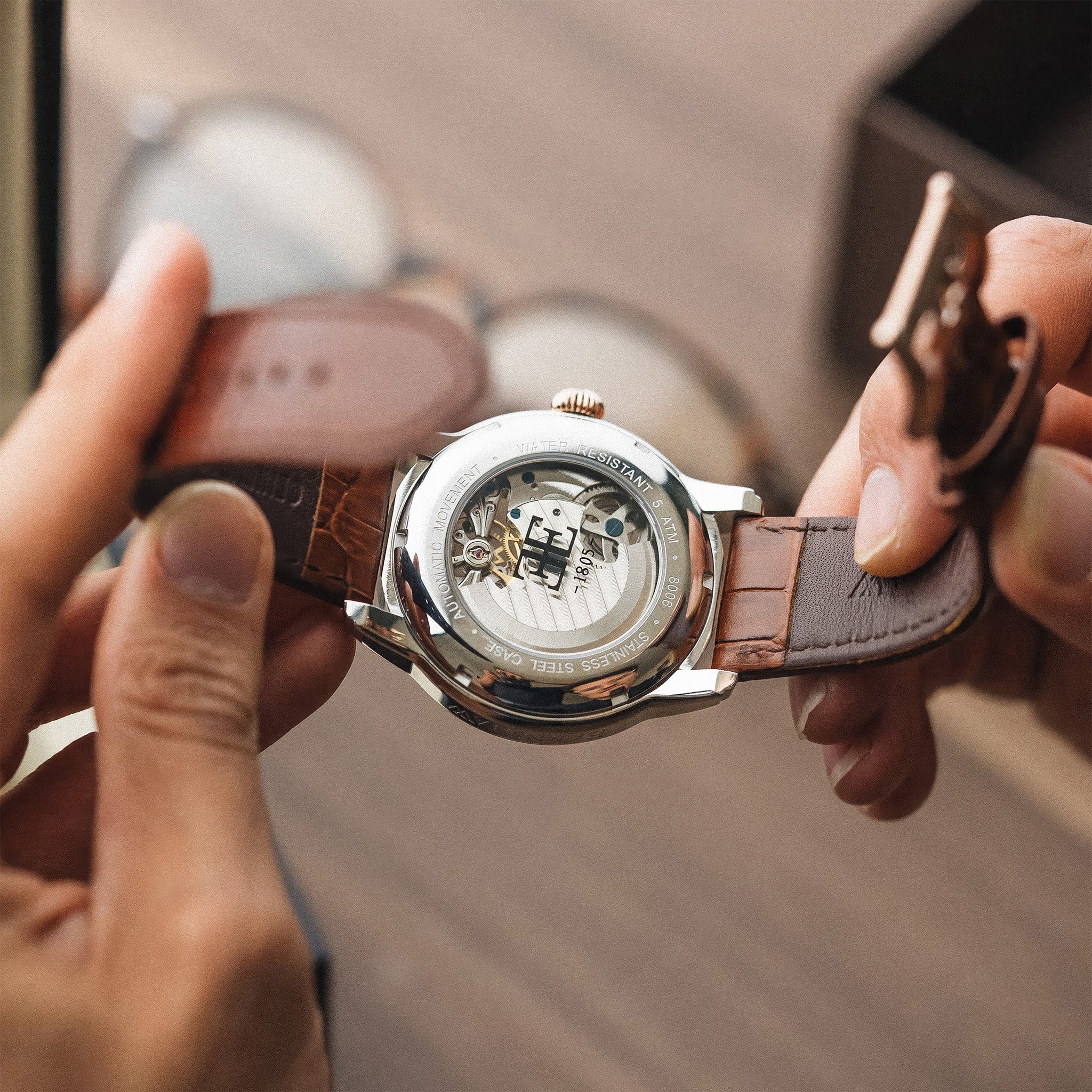 Longitude Automatic Skeleton | 44 mm | Fine Brown